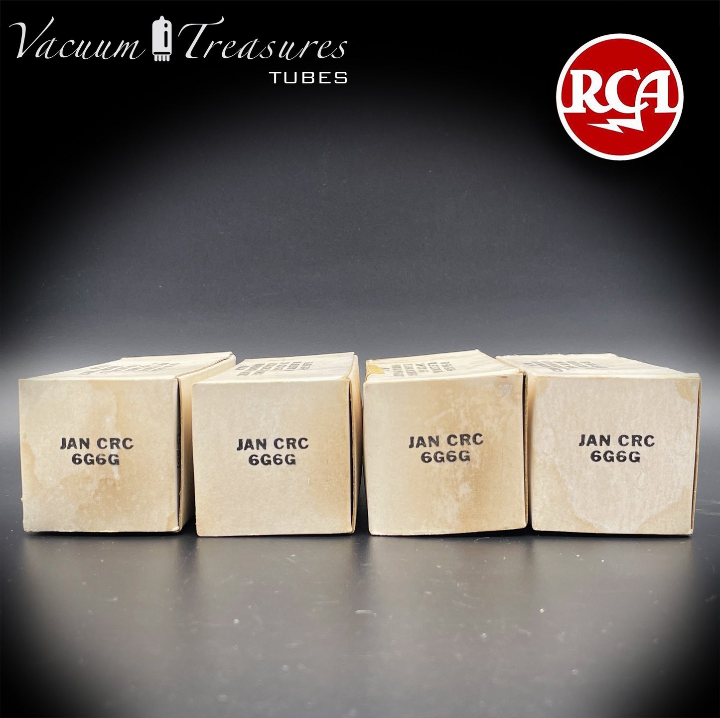 6G6G = VT-198A = 6G6GT RCA NOS NIB Matched Quad Black Plates Square Getter Power Pentode USA