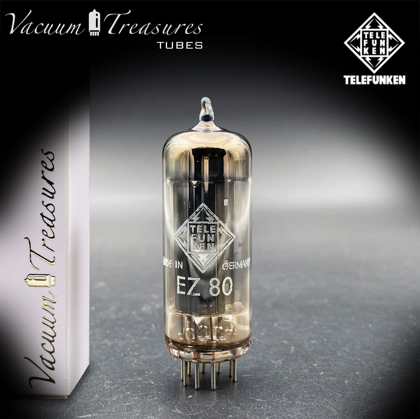 EZ80 / 6V4 TELEFUNKEN Ulm Diamond Bottom Halo Getter Rectifier Tube Made in Germany