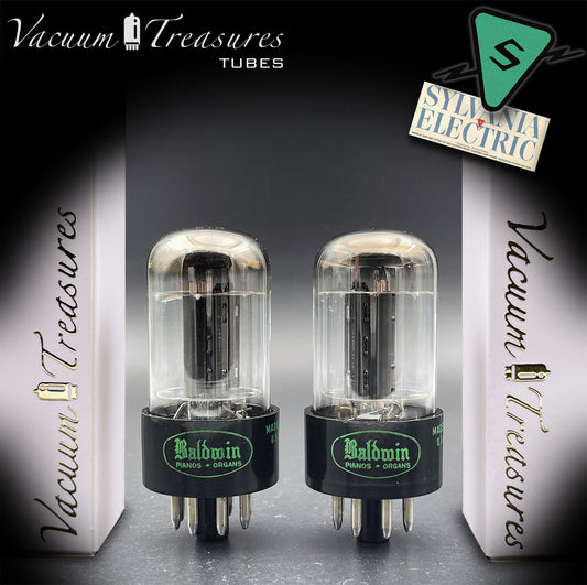 6SN7GTB Baldwin by SYLVANIA Matched Pair Black Plates Tubes - Same Codes - Made in USA '61