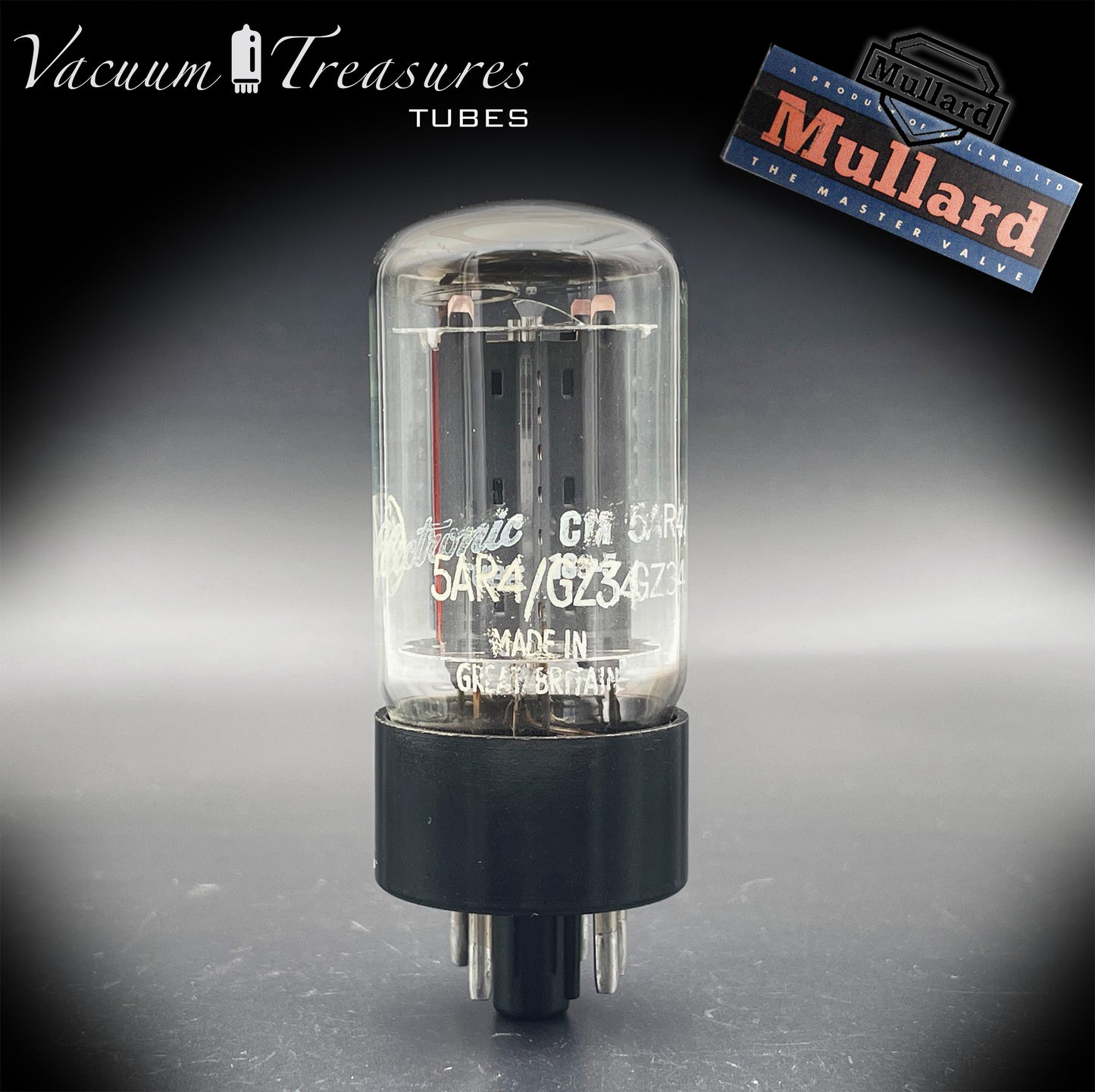 GZ34 / 5AR4 MULLARD NOS Brand GE Blackburn f32 Copper Plates – 7 Notches – Made in Great Britain '65