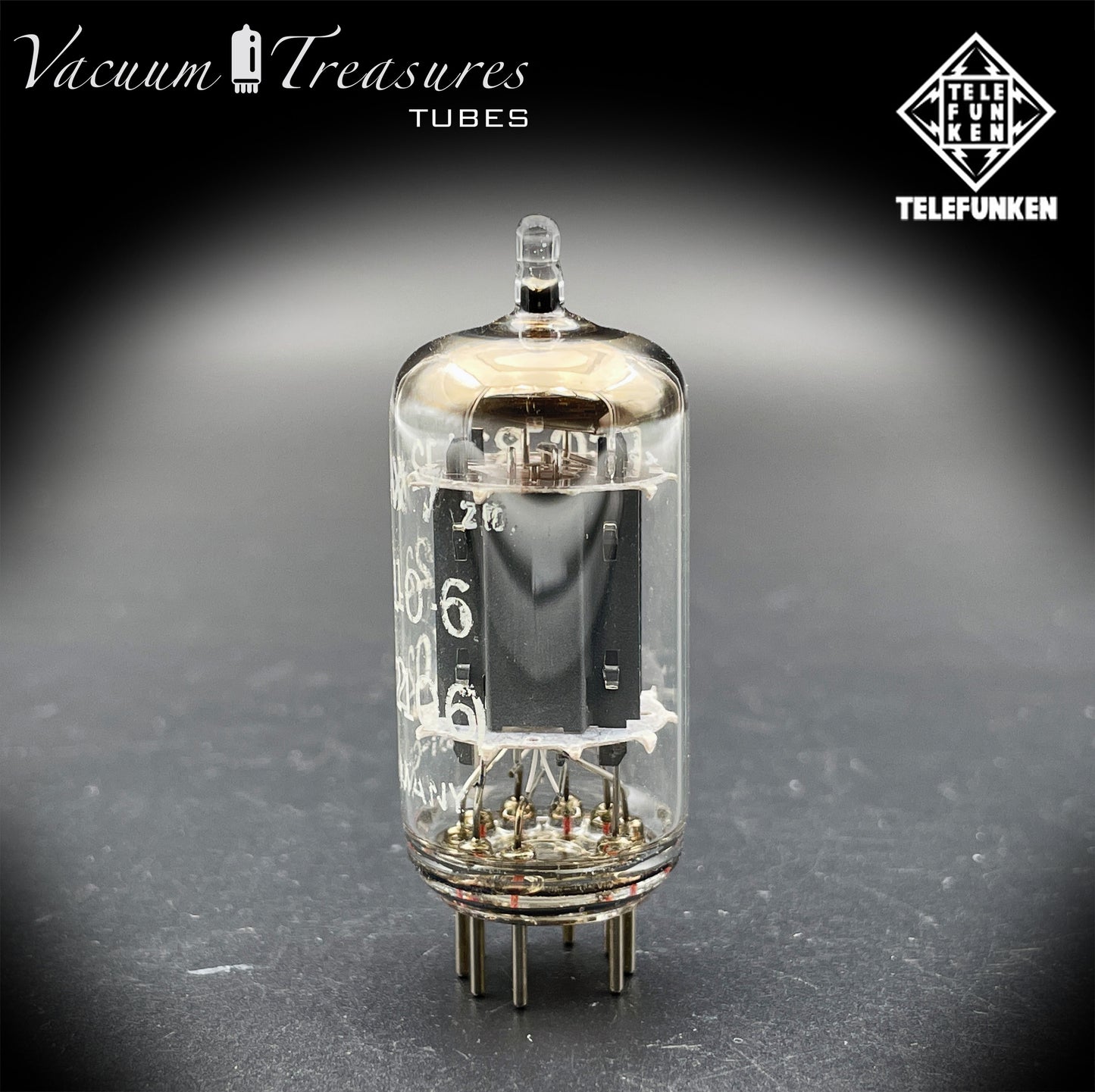 12AX7 ECC83 NOS Telefunken – Smooth Plates Diamond Bottom Tested Tube Western Germany