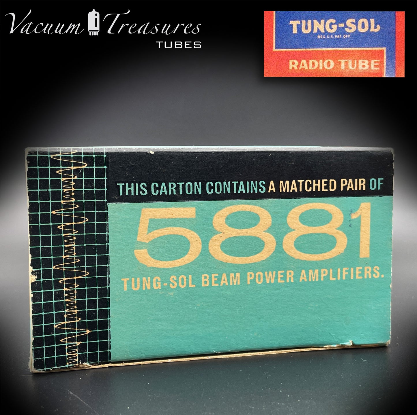5881 (6L6WGB) TUNG-SOL NOS Braune Basis, passendes Paar Vakuumröhren, hergestellt in den USA