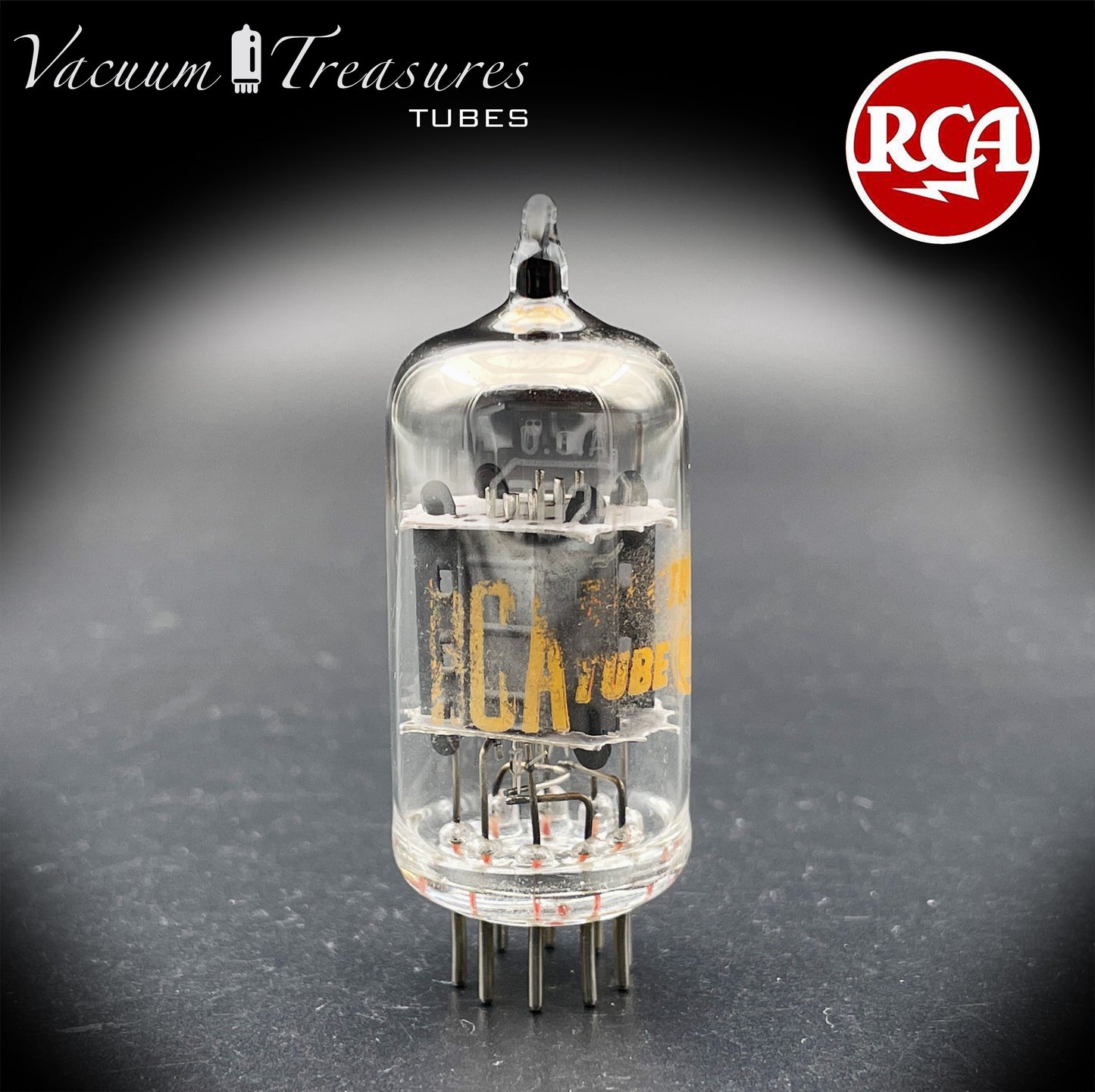 7025 / 12AX7 RCA Short Gray Plates Halo Getter Tested Tube Made in USA '60s