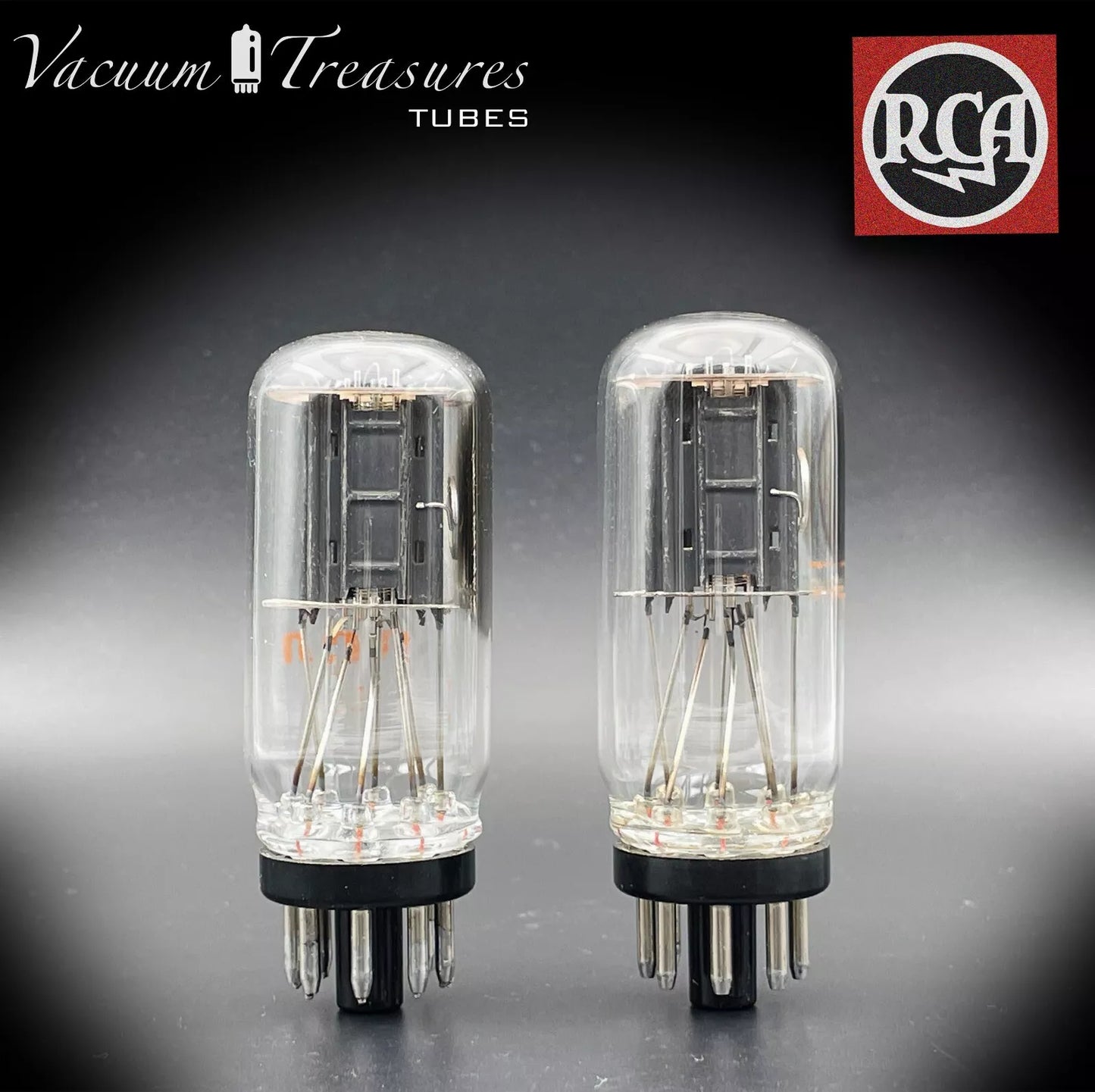 6SN7 GTB RCA NOS NIB Coin Base Black Plates AMPLITREX Matched Pair Tubes Made in USA