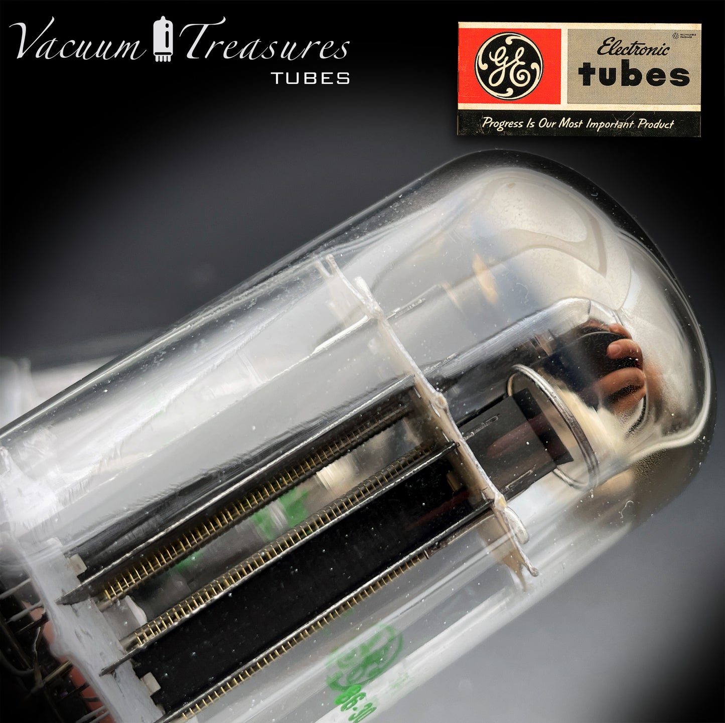 6AS7GA / 6080 GE NOS NIB Black Plate Green Print Matched Pair AMPLITREX Tested