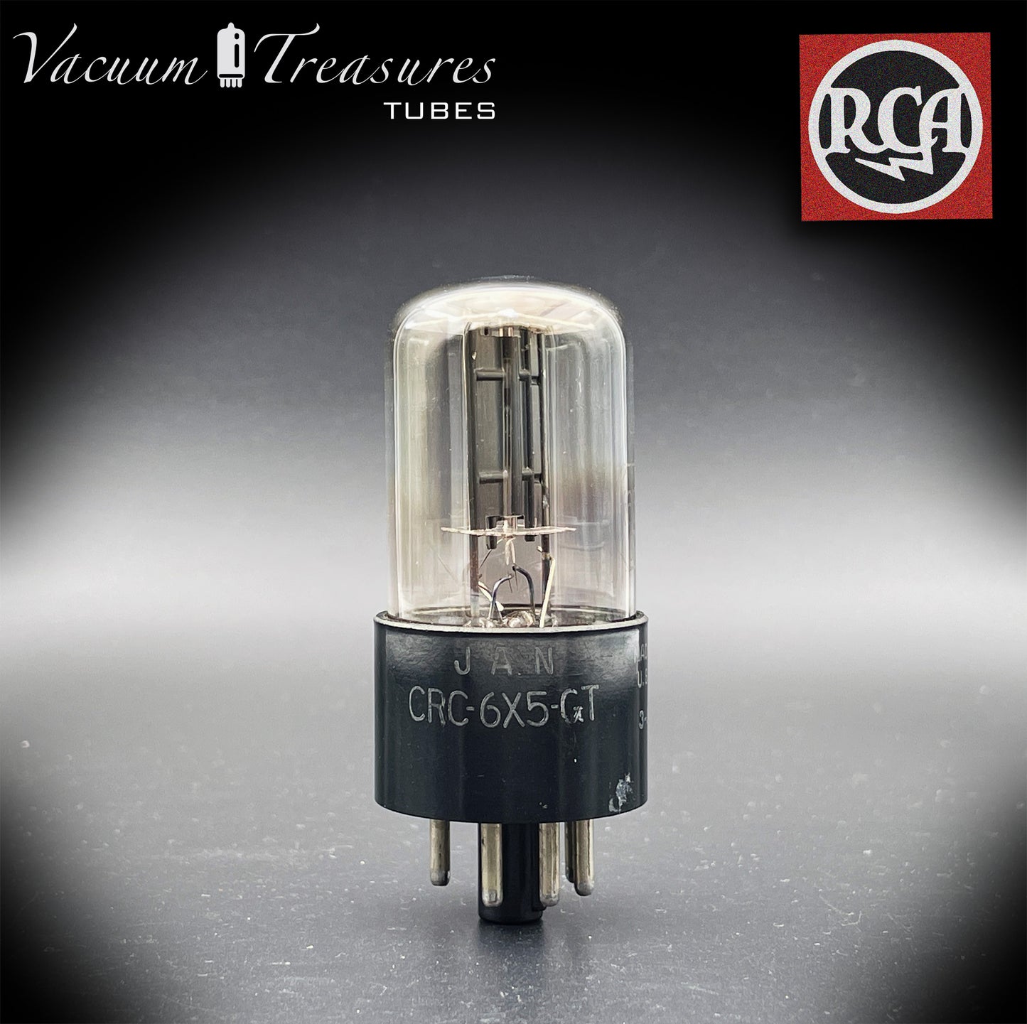 JAN CRC 6X5 GT ( 6Z5P ) RCA Black Plates D Getter Rectifier Tube MADE IN USA '53