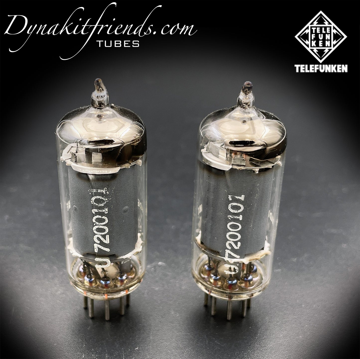 6AU6 ( EF94 ) Telefunken <> Diamond bottom Same Codes Gray Plates Square Getter Matched Tubes Made in Germany