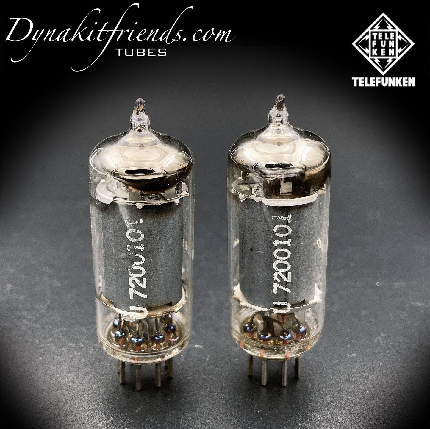 6AU6 ( EF94 ) Telefunken <> Diamond bottom Same Codes Gray Plates Square Getter Matched Tubes Made in Germany