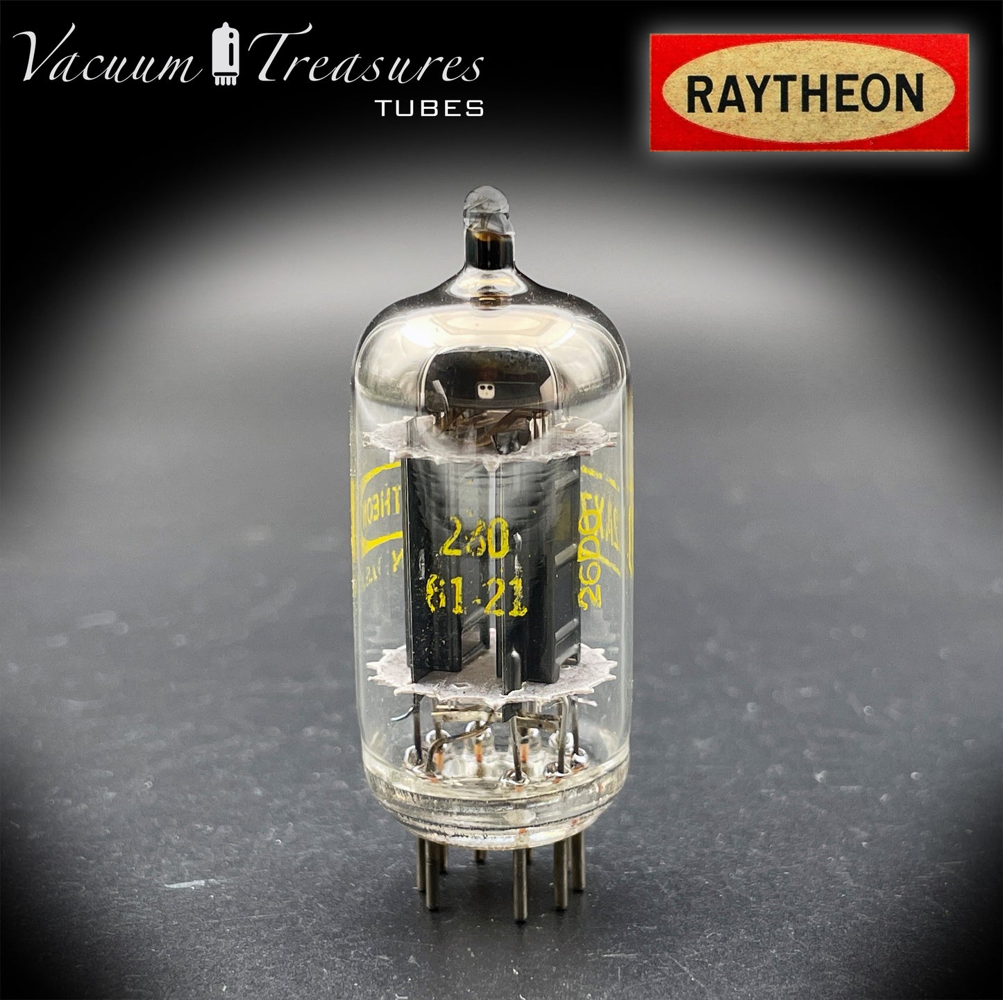 12AX7 / ECC83 NOS RAYTHEON Long Black Plates Tested Tube - Balanced - Made in USA '61