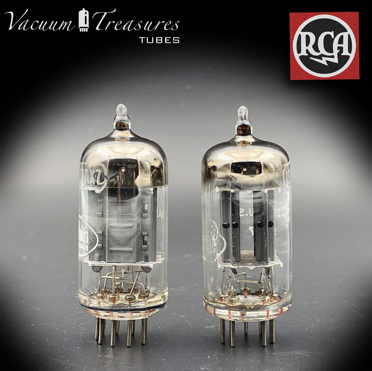 12AX7 ( ECC83 ) RCA for Baldwin Long Gray Plates Square Getter Matched Tubes MADE IN USA '59