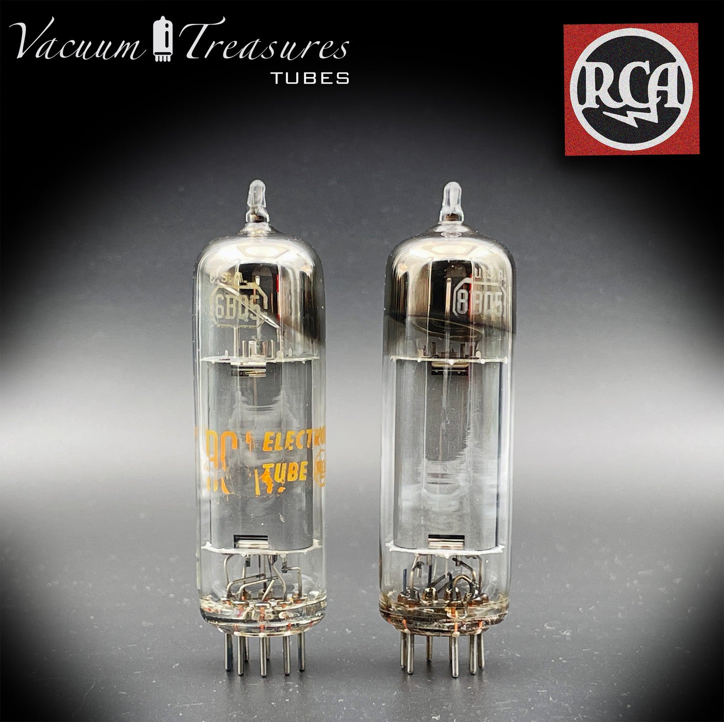 6BQ5 ( EL84 ) RCA NOS NIB Gray Plates Disc Halo Getter Matched Pair Tubes Made in USA '63