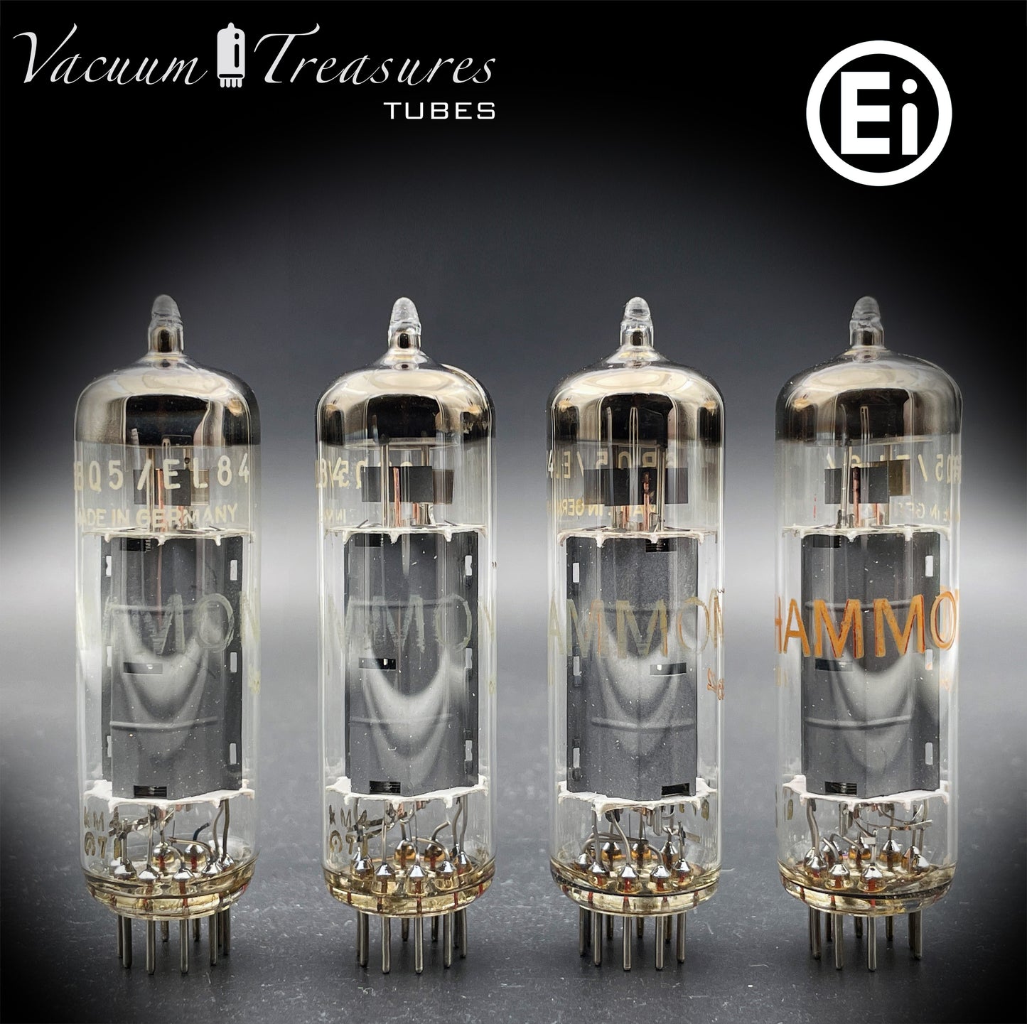 6BQ5 / EL84 HAMMOND by Ei Gray Plates Halo Getter Matched Quad Tubes Made in YUGOSLAVIA