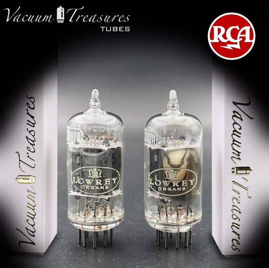 12AU7A / ECC82 Lowray by RCA Clear Top 1959 - NOS Matched Pair - Long Gray Plates - Amplitrex Tested