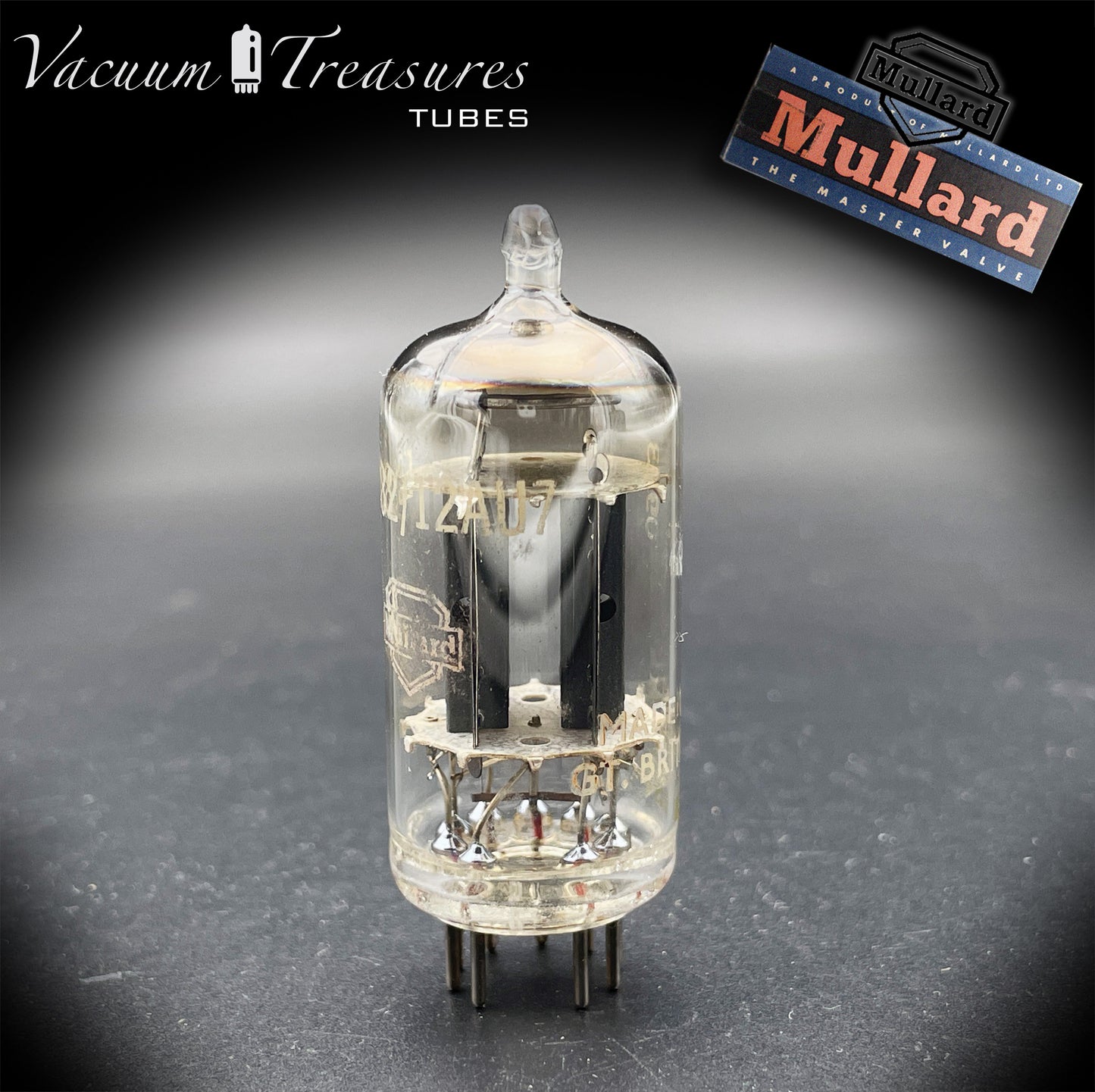 12AU7 / ECC82 MULLARD Blackburn 1958 - Long Gray Plates - Goalpost Getter - Strong & Stable - Amplitrex Tested