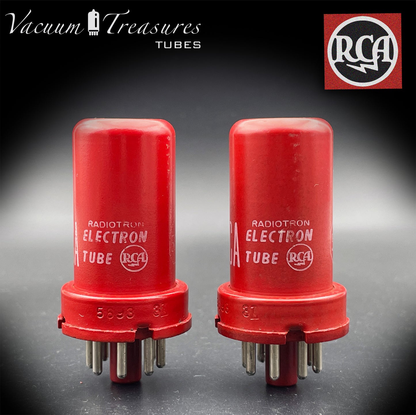 5693 ( CV3699 ) RCA NOS SPECIAL RED AMPLITREX Matched Pair Tubes MADE IN USA '52
