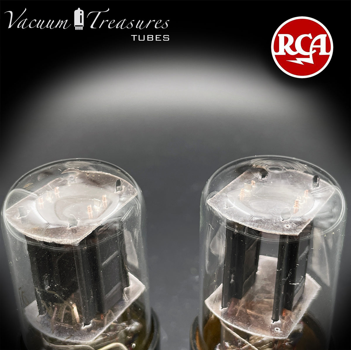 6SN7GT RCA Radiotron Matched Pair Silver Logo Black Plates D Getter AMPLITREX Tested Low Noise & Mic Tubes