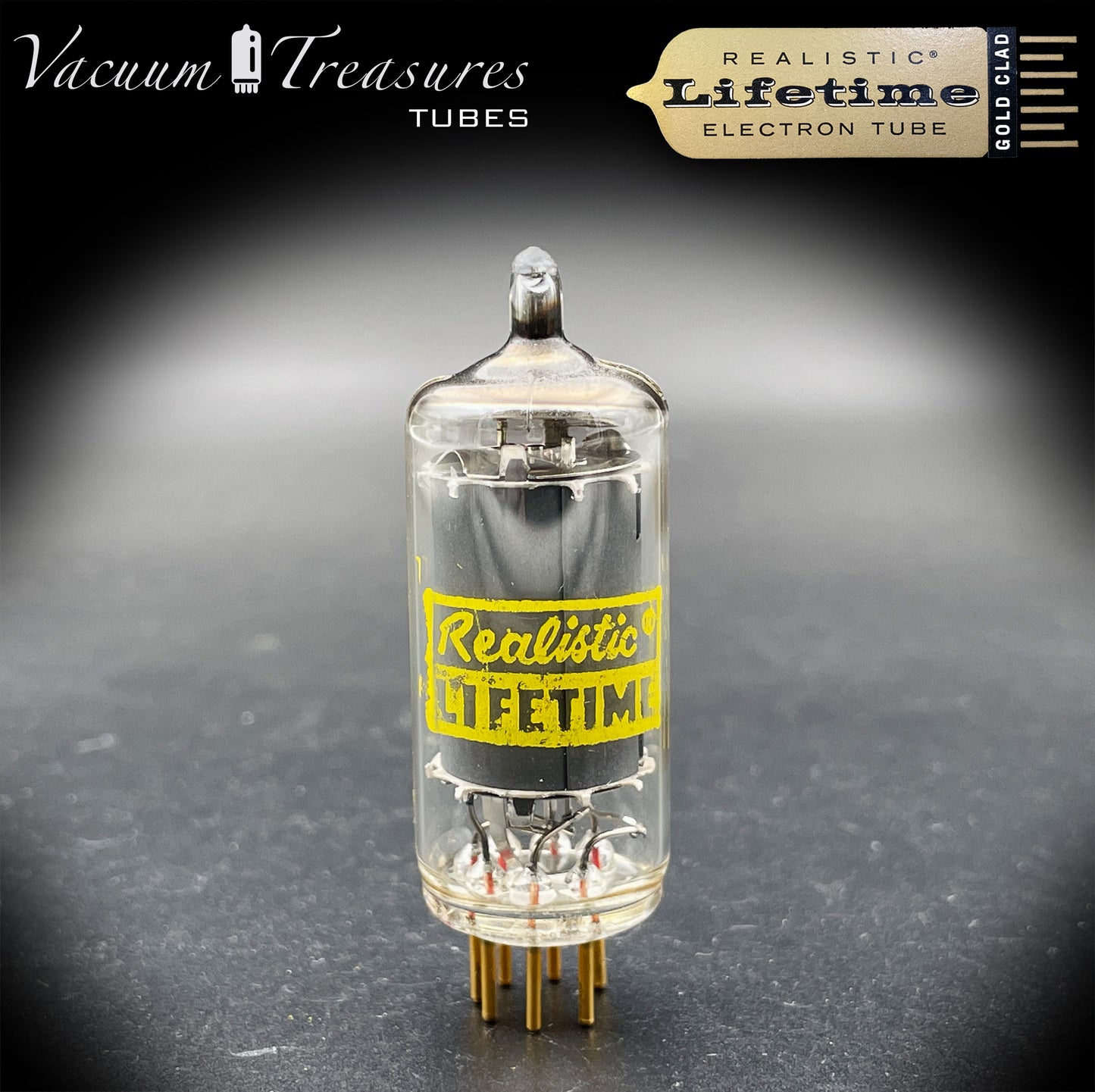 6AU6A ( EF94 ) Realistic LIFETIME NOS NIB Gold Pin Gray Plate Halo Getter - AMPLITREX Tested