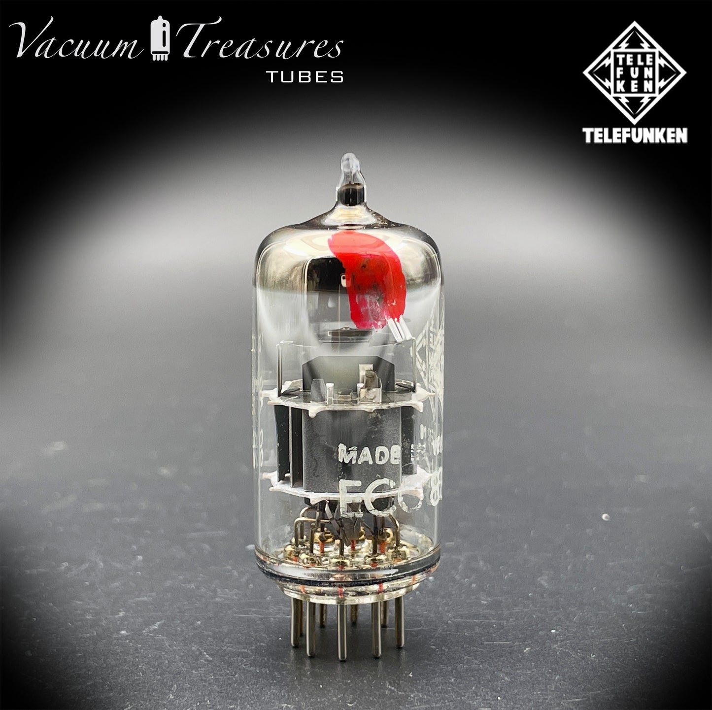ECC88 6DJ8 TELEFUNKEN Red Dot Diamond <> Bottom Berlino Tested Tube Made In Western Germany '68