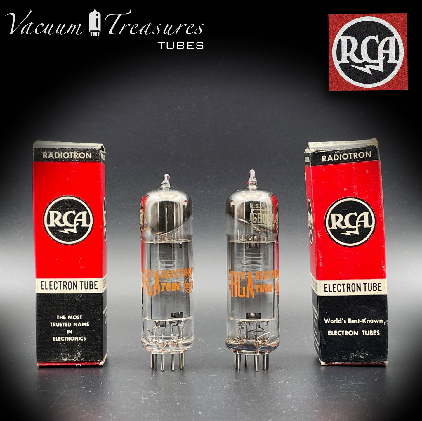 6BQ5 ( EL84 ) RCA NOS NIB Gray Plates Disc Halo Getter Tested Pair Tubes Made in USA '66