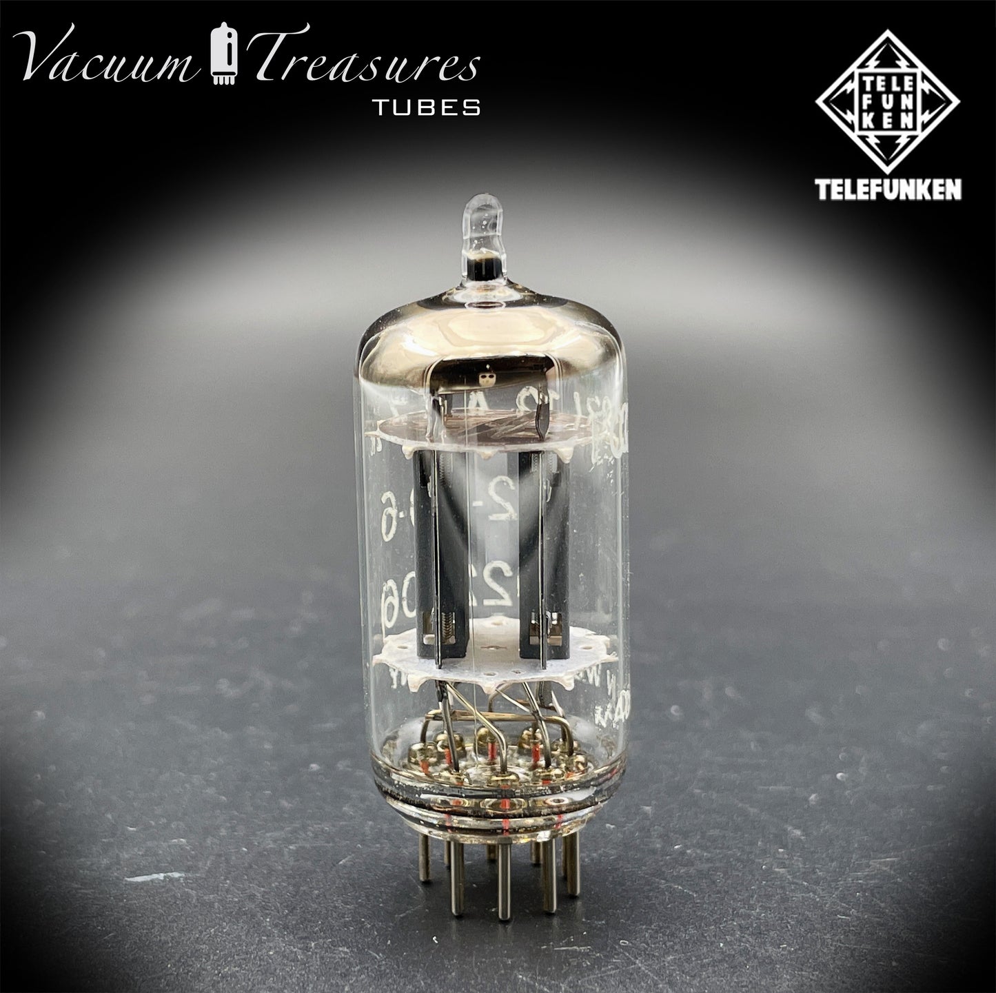 12AX7 ECC83 NOS Telefunken – Smooth Plates Diamond Bottom Tested Tube Western Germany