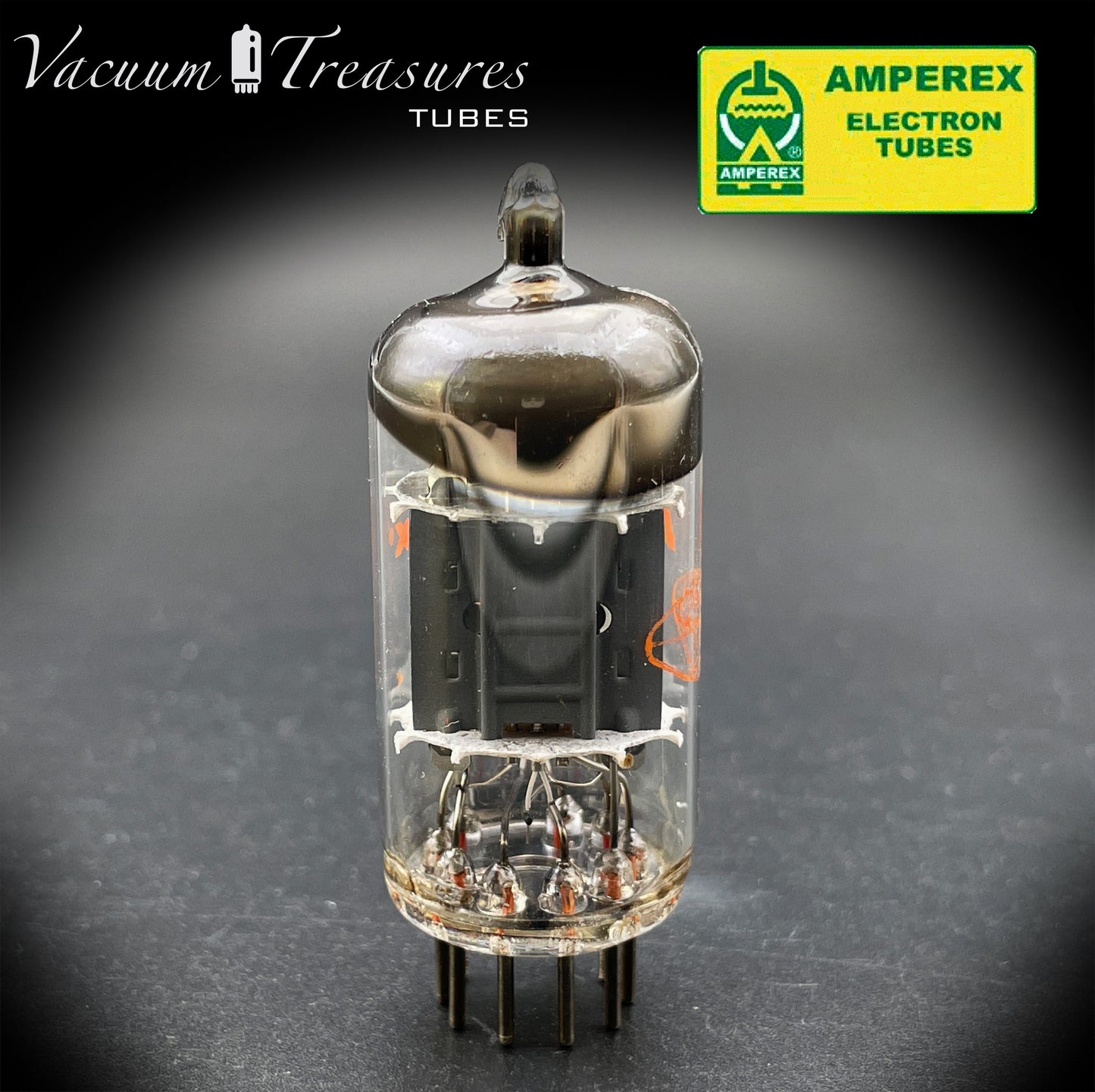 12AU7 ( ECC82 ) NOS AMPEREX Short plates 45° O Getter Balanced Triodes Tested Tube MADE IN HOLLAND