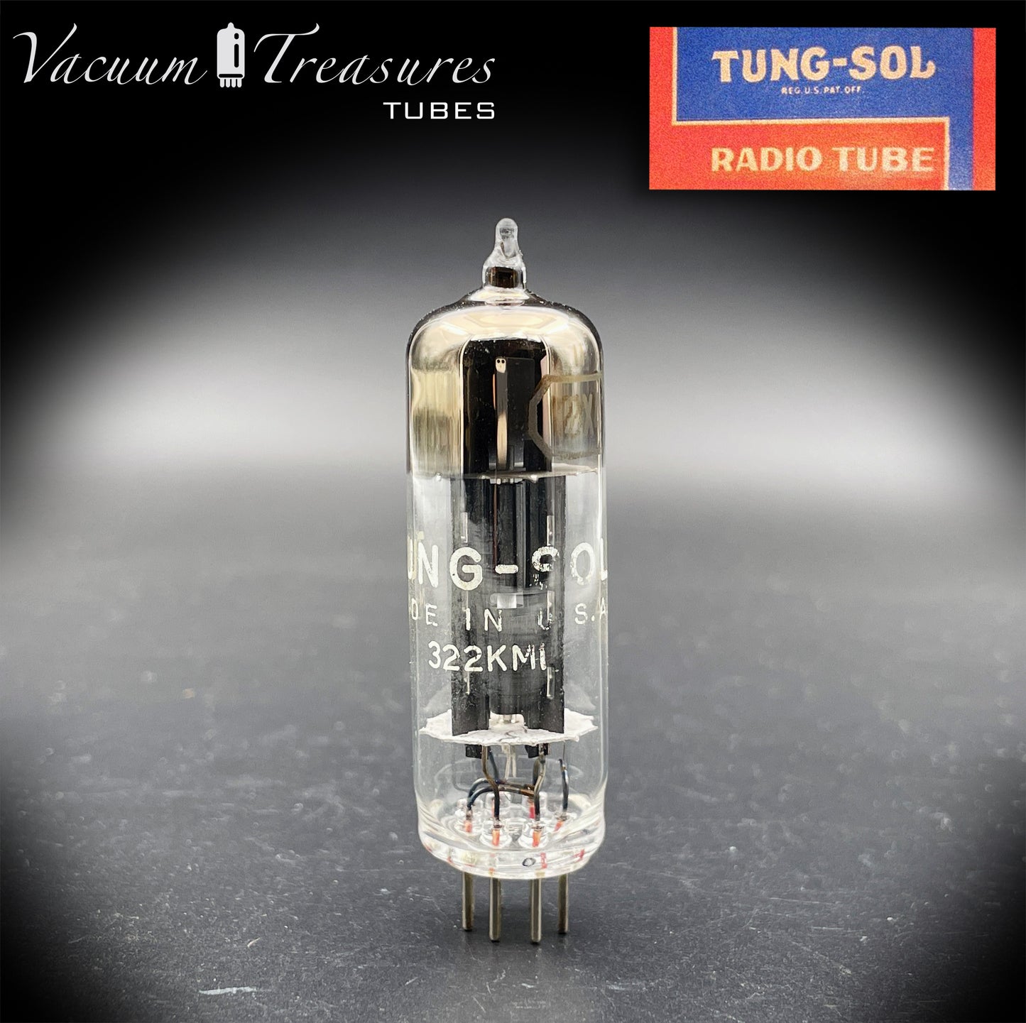 12X4 TUNG-SOL NOS NIB Black Plates Square Getter Tube Rectifier Made in USA '50s