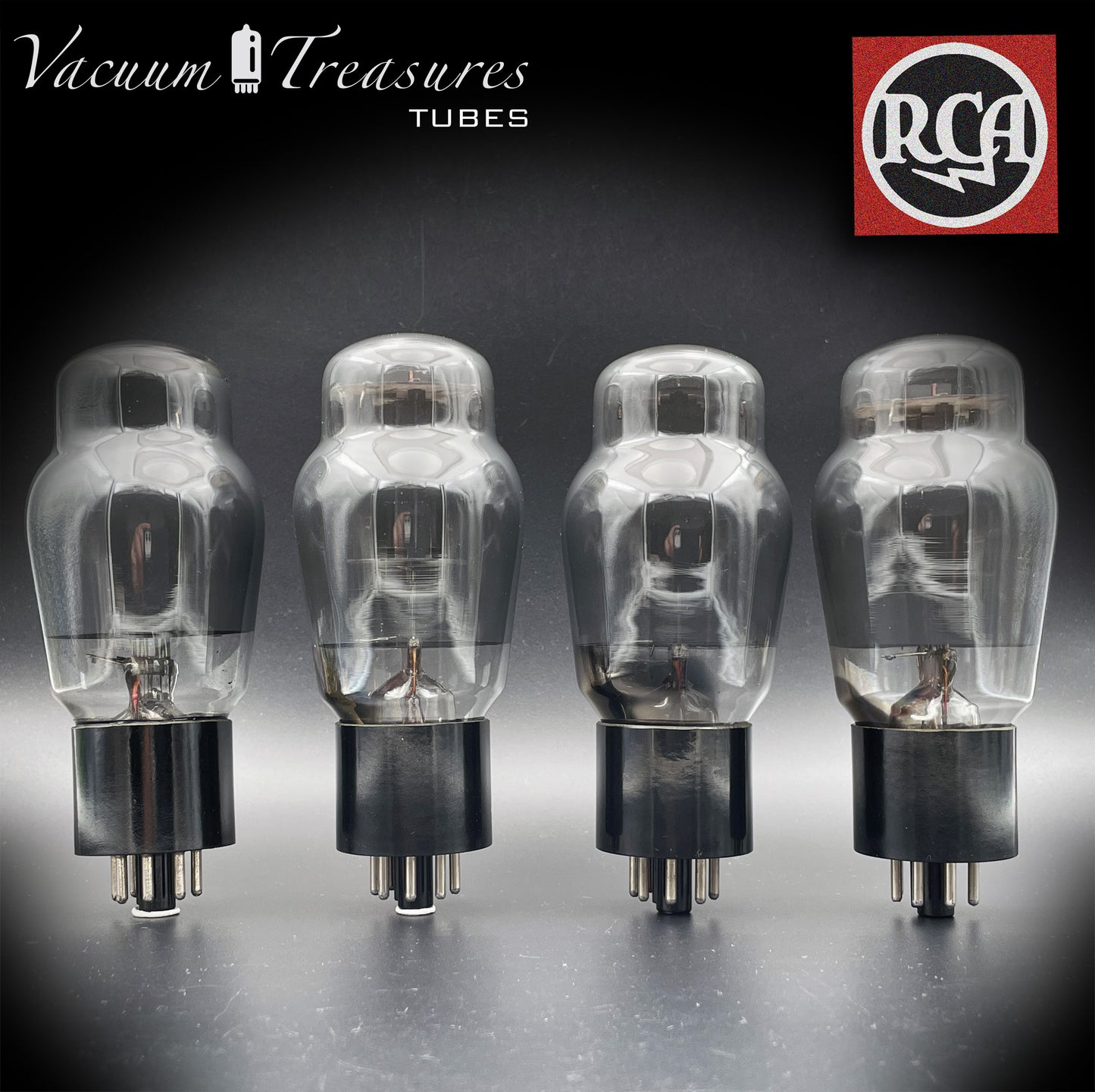 6L6G RCA NOS Black Plates Smoked Glass Square Getter Matched Tubes Made in USA