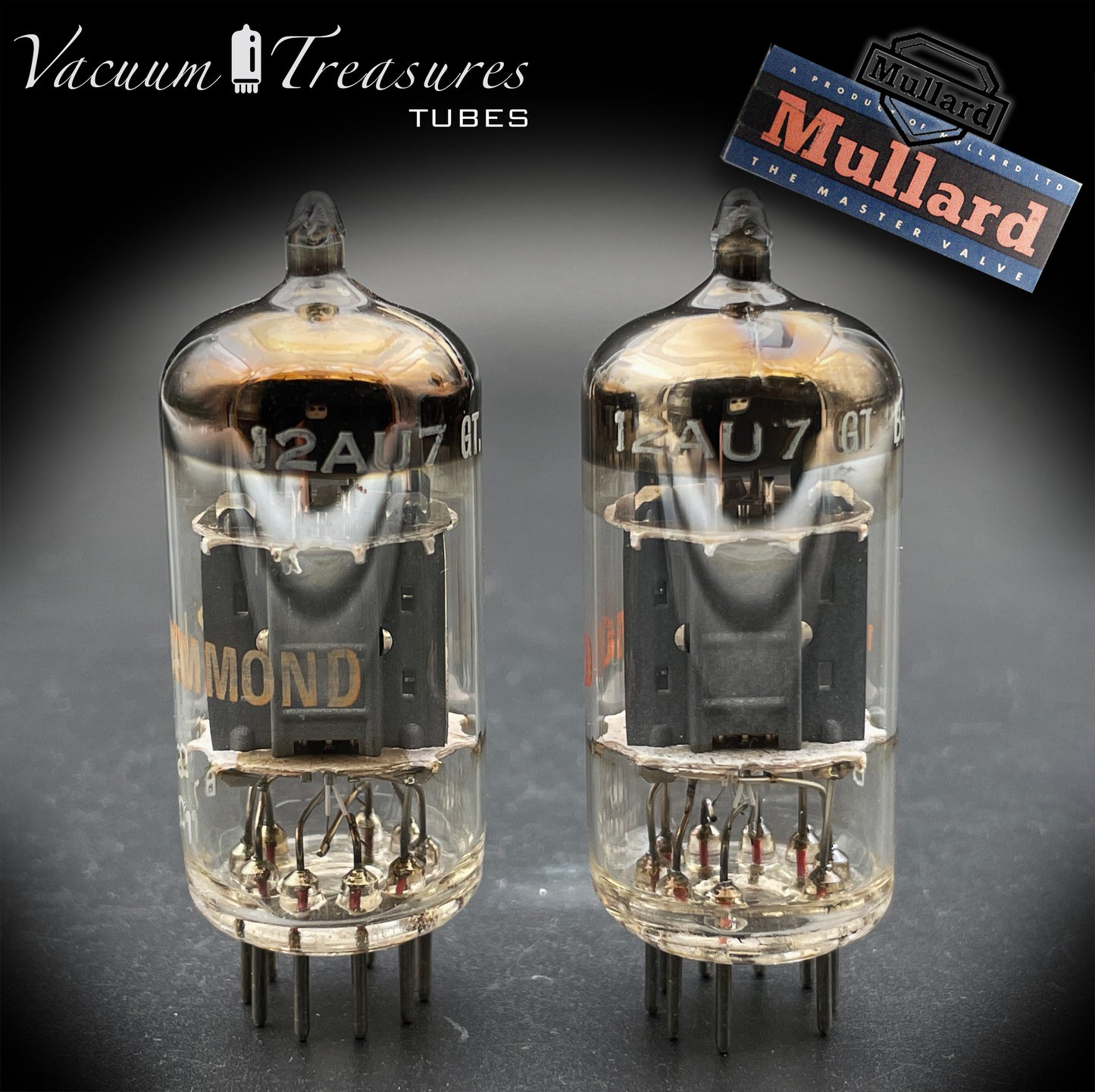 12AU7 ( ECC82 ) MULLARD Blackburn Short Plates Matched Pair Tubes Made in GT. BRITAIN