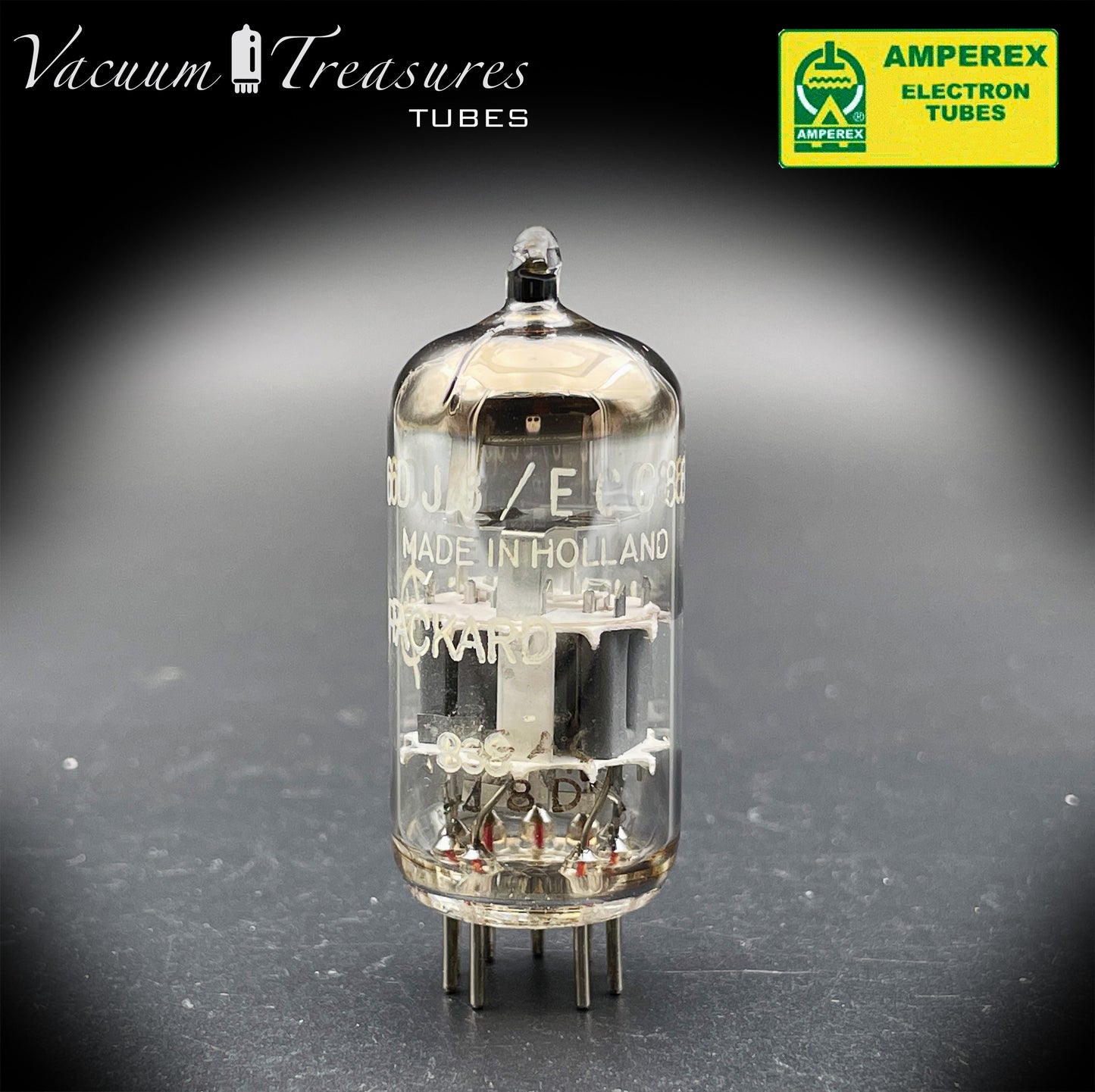ECC88 6DJ8 HP by AMPEREX Heerlen Factory Tested Tube Made In Holland '68