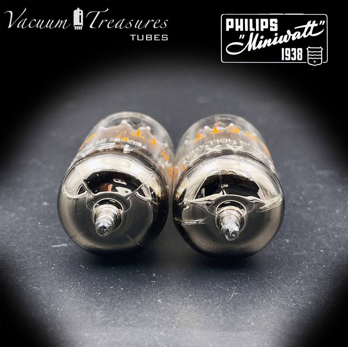 12AX7 / ECC83 NOS EVERETT by Philips Heerlen Matched Pair 1964 Short Gray Plates HOLLAND MADE