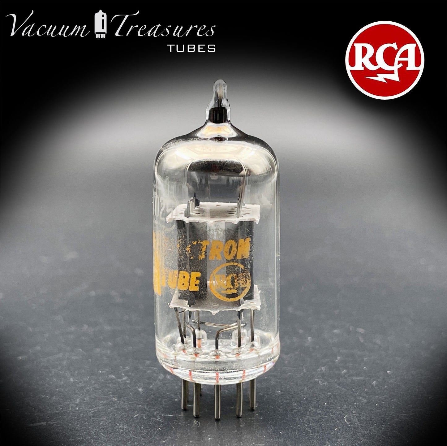 7025 / 12AX7 RCA Short Gray Plates Halo Getter Tested Tube Made in USA '60s
