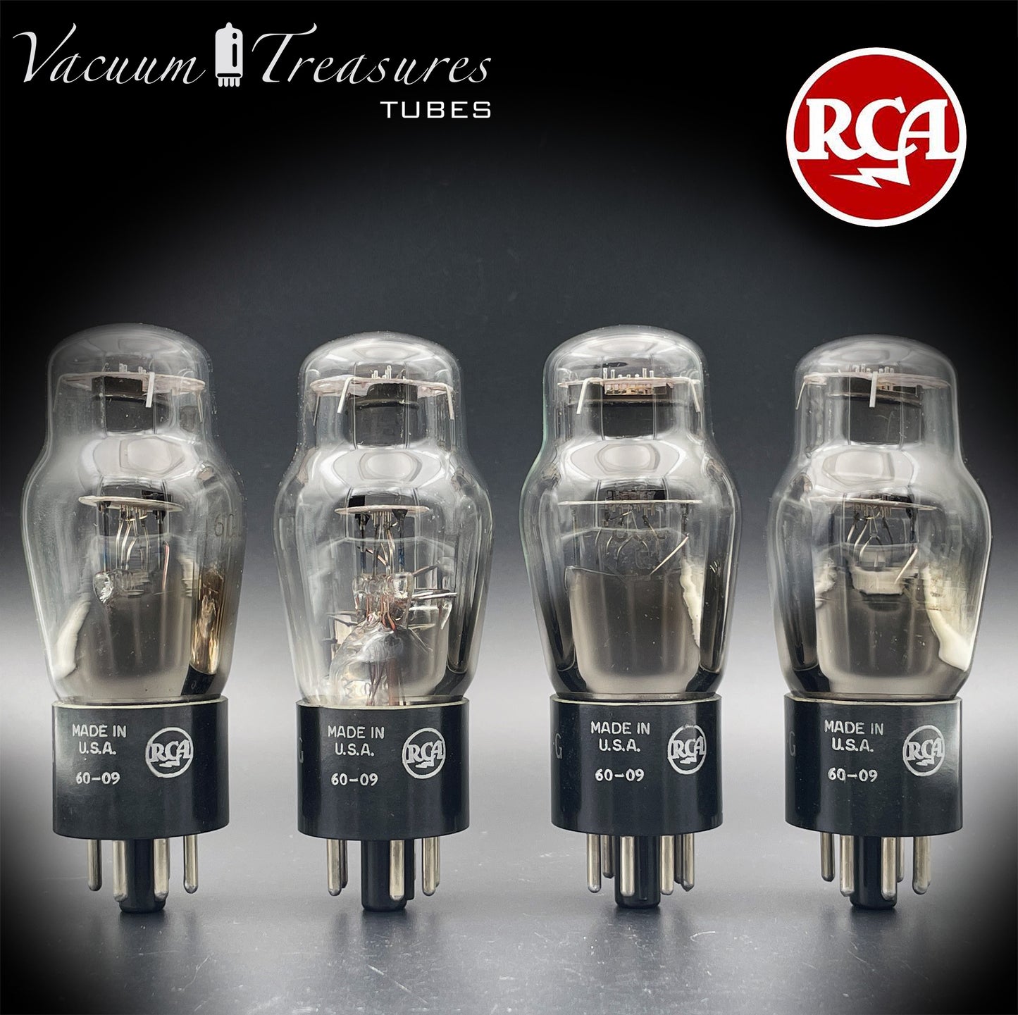 6G6G = VT-198A = 6G6GT RCA NOS NIB Matched Quad Black Plates Square Getter Power Pentode USA