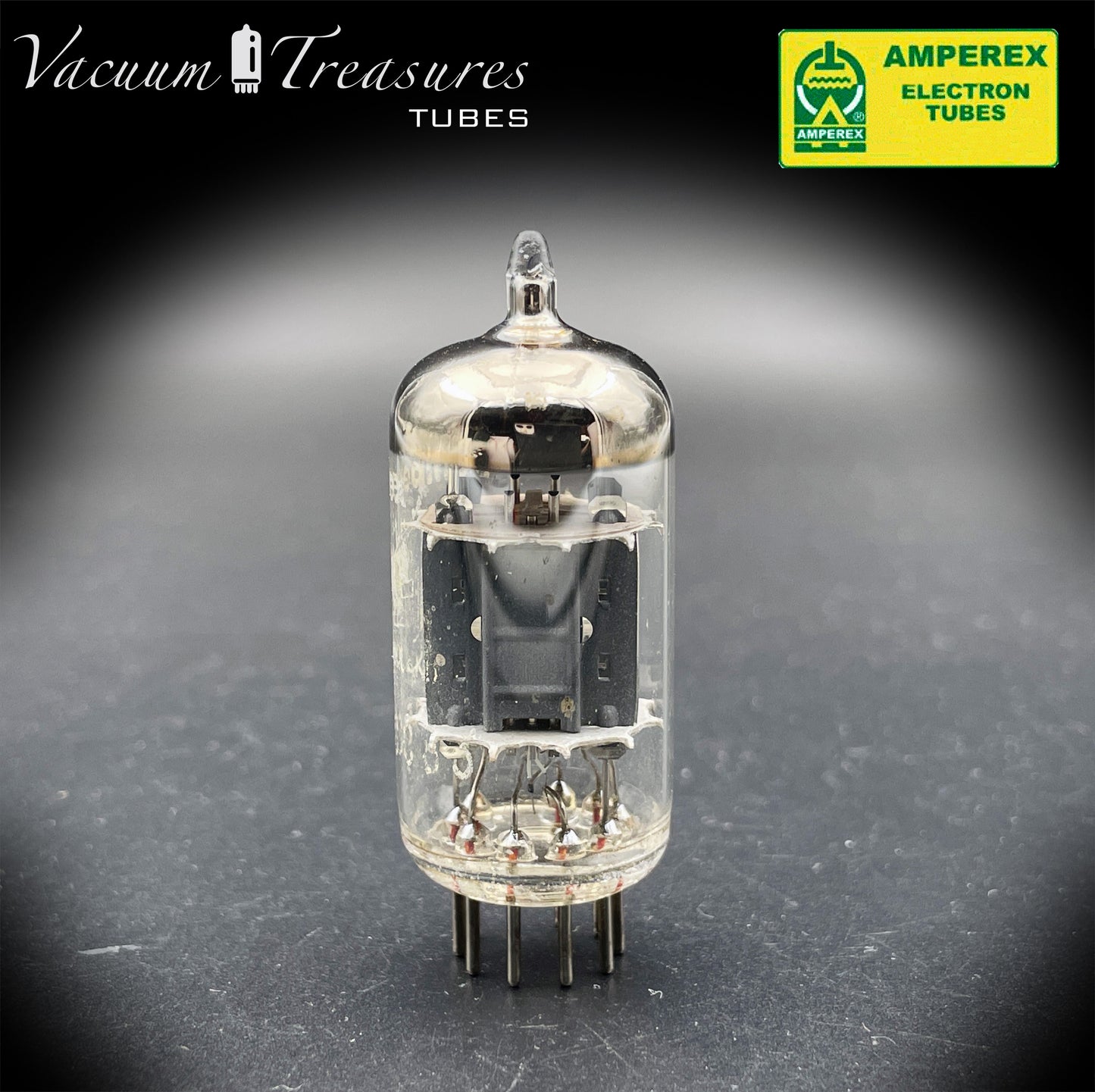 12AX7 ( ECC83 ) NOS AMPEREX Bugle Boy Short Plates Halo Getter Tested Tube MADE IN HOLLAND