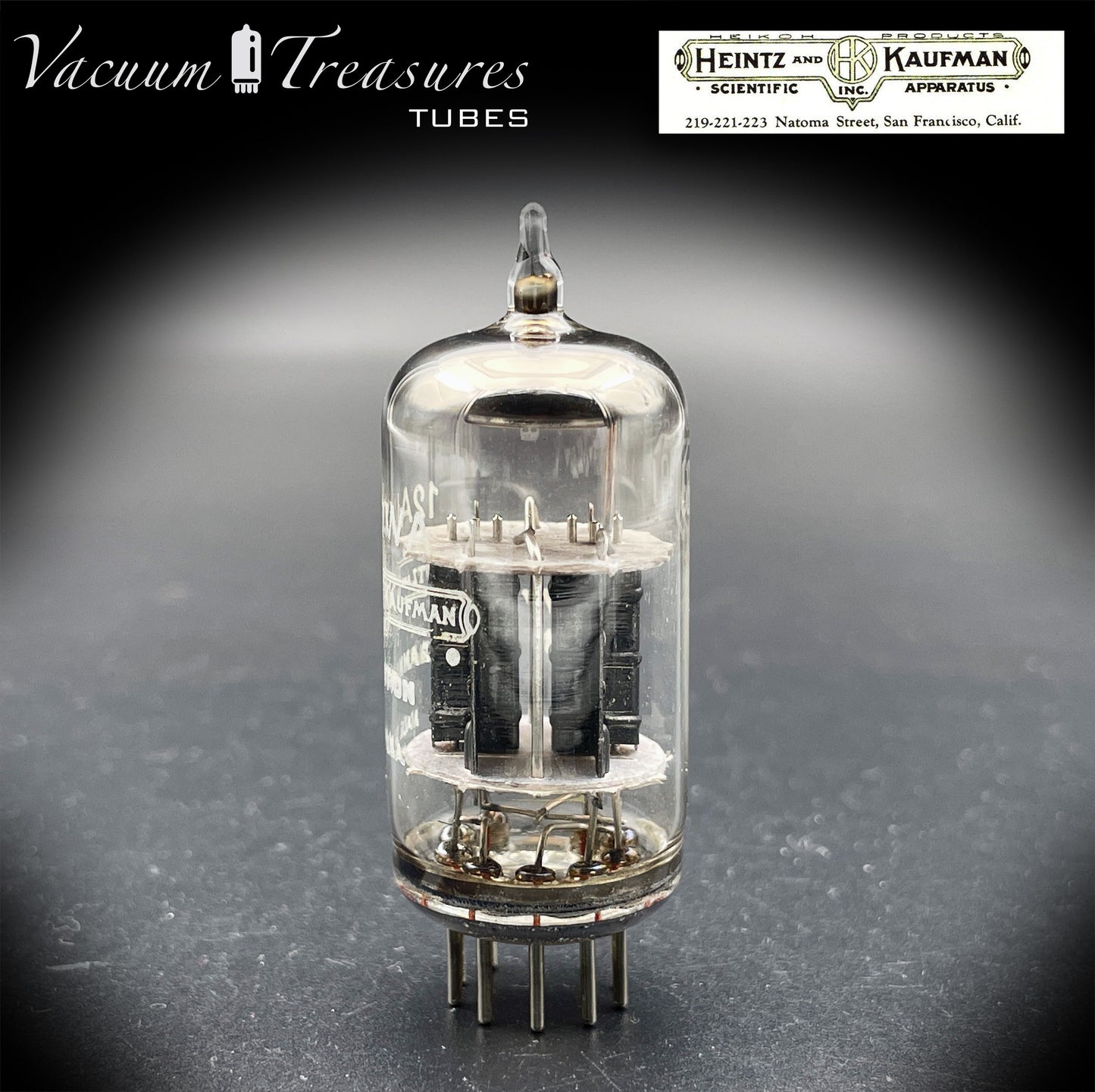 12AU7WA / CV4003 / 6189 Heinz & Kauffman Black Plates Halo Getter Made in USA
