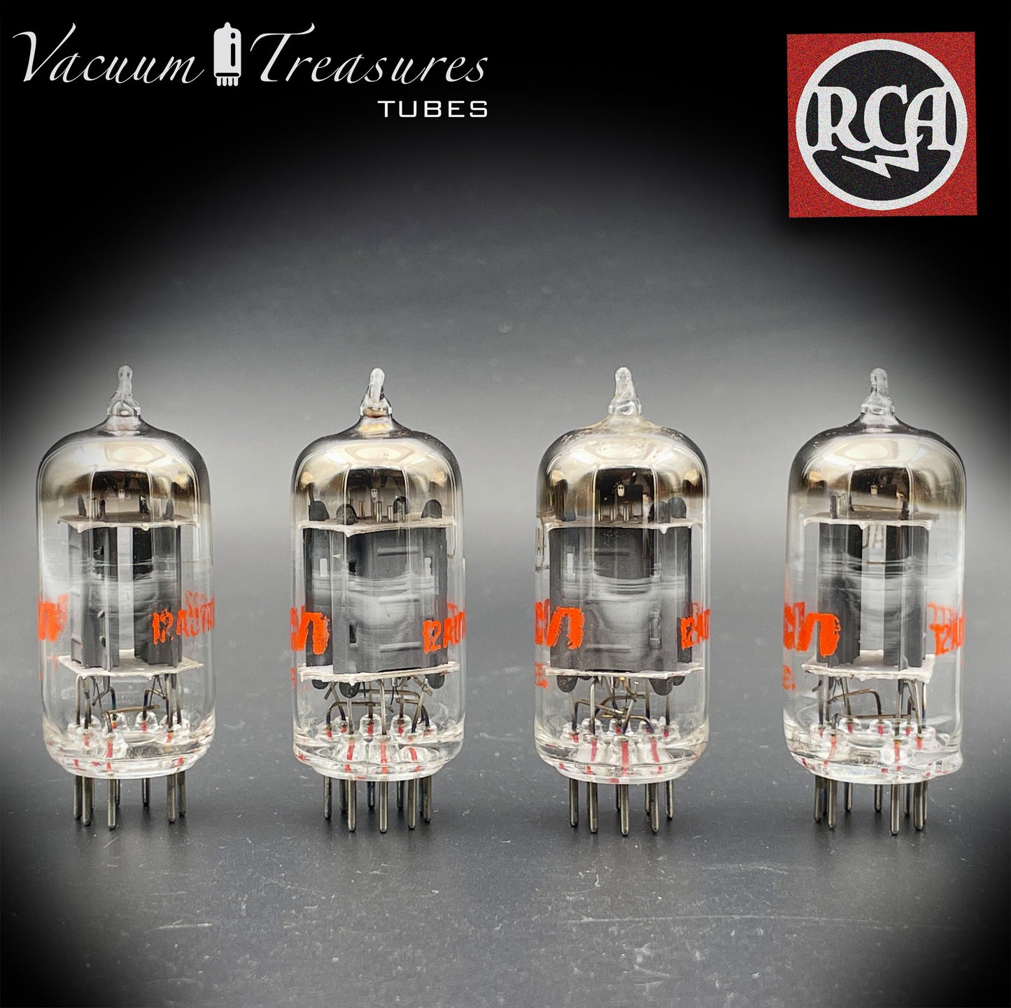 12AU7 A ( ECC82 ) RCA NOS Long Gray Plates Halo Getter Matched Tubes Made in USA