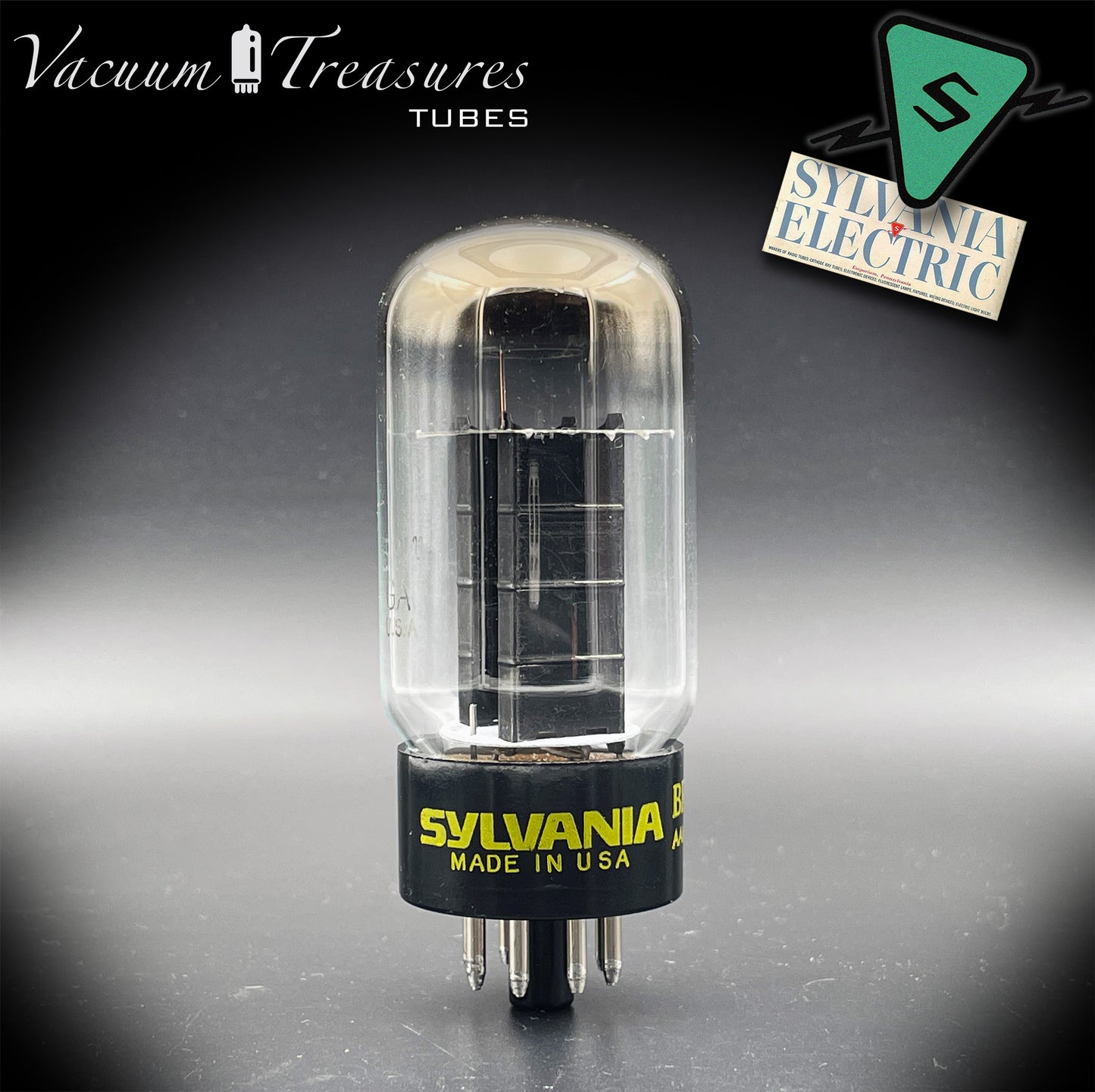 5Y4GA SYLVANIA NOS NIB Black Plates Halo Getter Rectifier Tube Made in USA