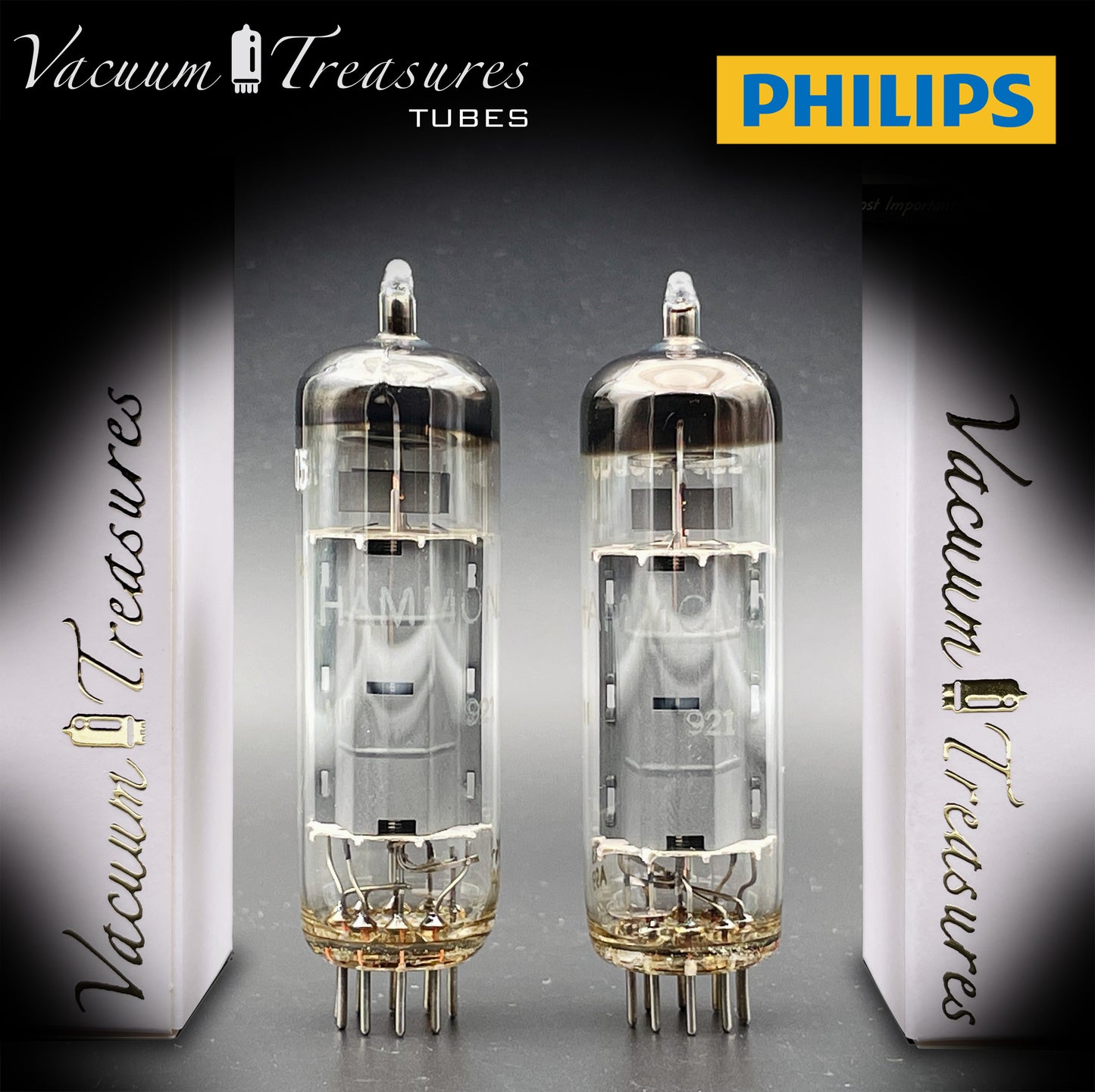 6BQ5 ( EL84 ) PHILIPS Gray Plates Halo Getter rX3 Matched Tubes Made in AUSTRIA '50s