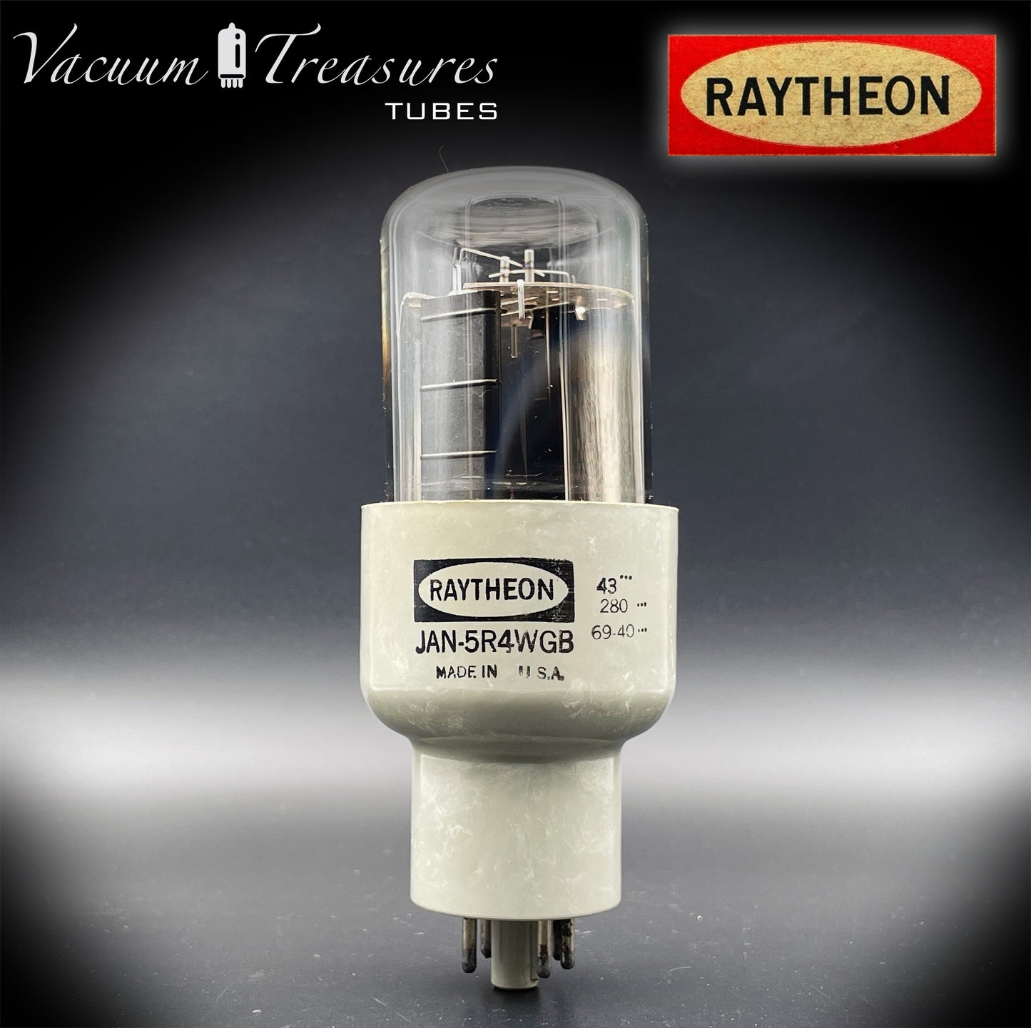 5R4WGB RAYTHEON NOS NIB Black Plates Hanging Filaments – Funke W19 Tested USA '69