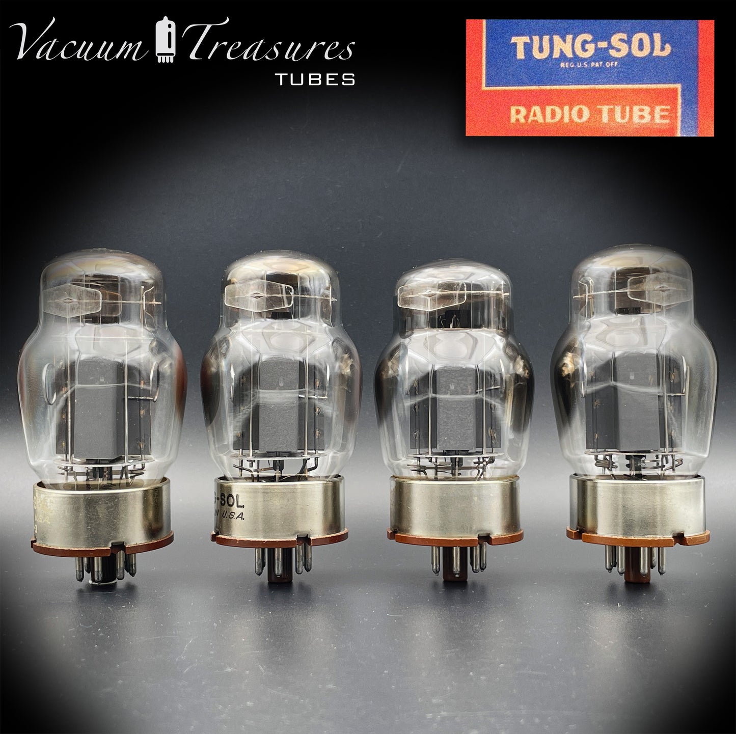 6550 TUNG-SOL Type 2 - 3rd Generation Gray Plates Triple Halo Getter No Holes Matched Quad Tubes Made in USA