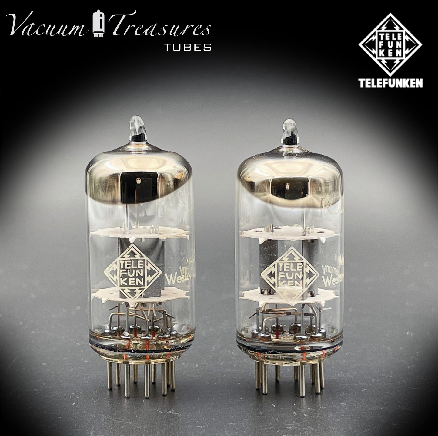 ECC81 ( 12AT7 ) TELEFUNKEN NOS Diamond <> Bottom Tested Pair Tubes & Codes Made In Western Germany