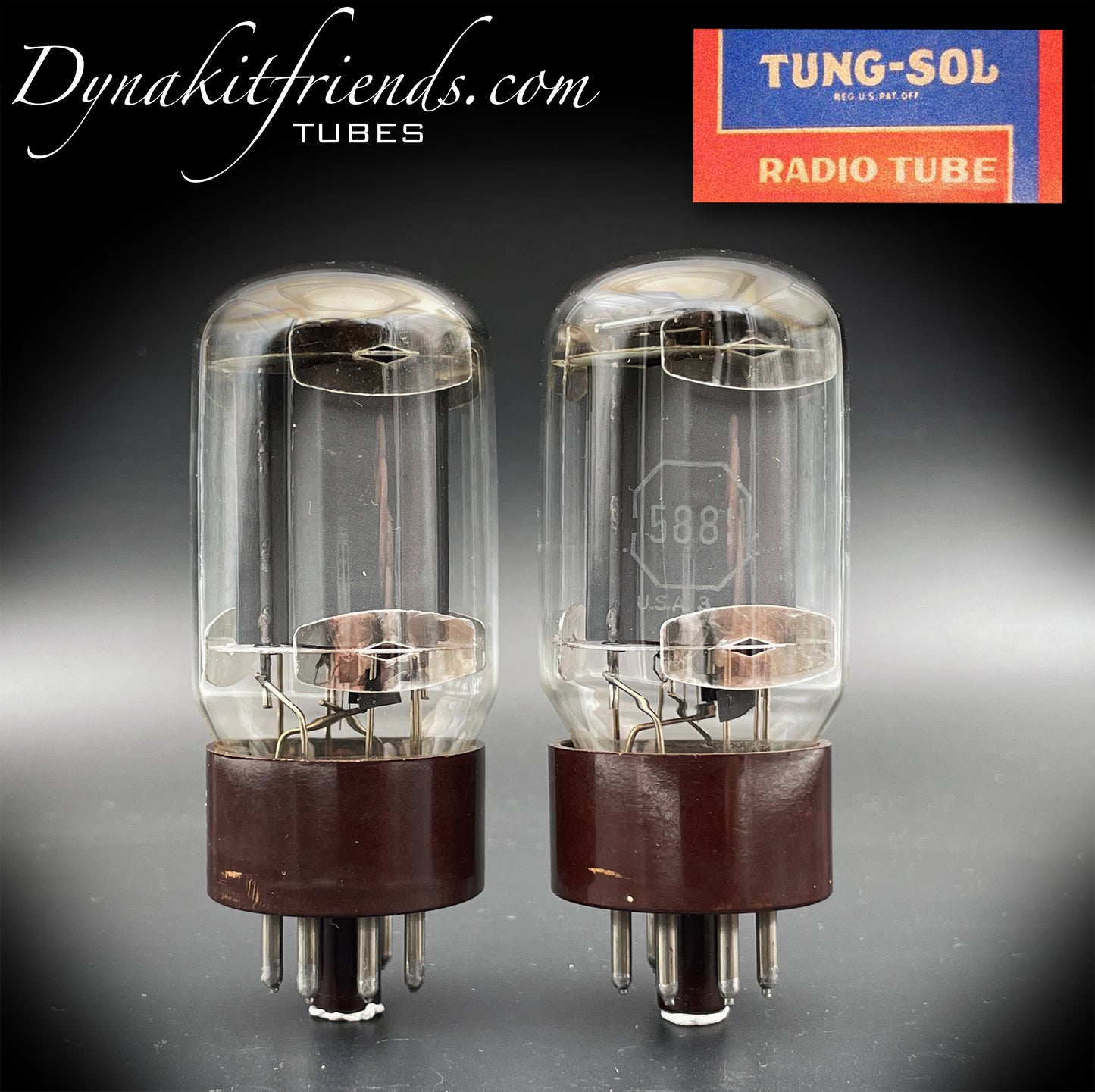5881 (6L6WGB) TUNG-SOL passendes Paar Vakuumröhren mit braunem Sockel, hergestellt in den USA
