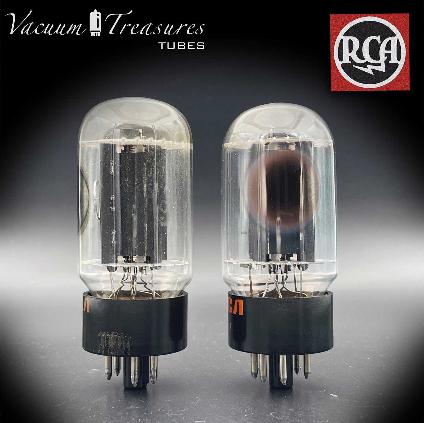 6L6GC RCA Black Plates Side Halo Getter – AMPLITREX Matched Pair – Made in USA – Like NOS