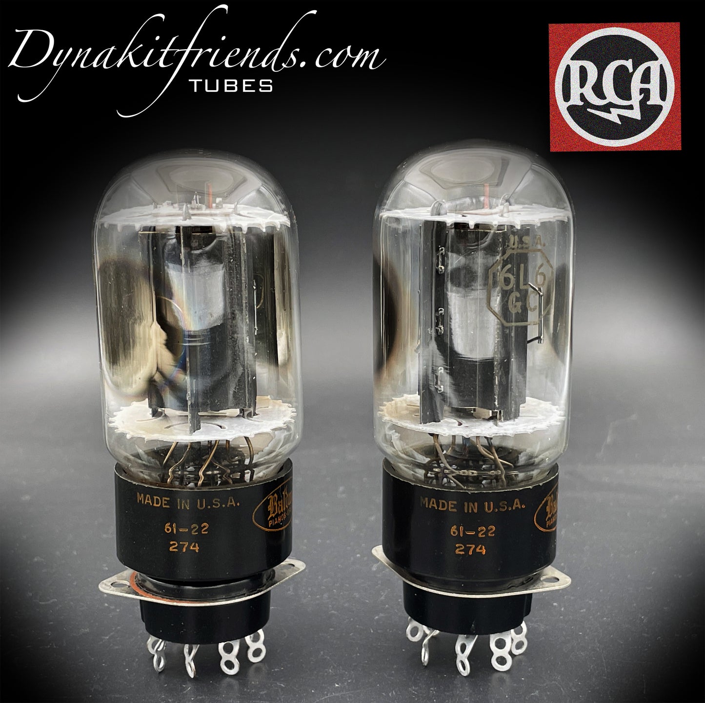 6L6GC RCA NOS Placas negras Getter de herradura doble Tubos combinados Hecho en EE. UU. '61