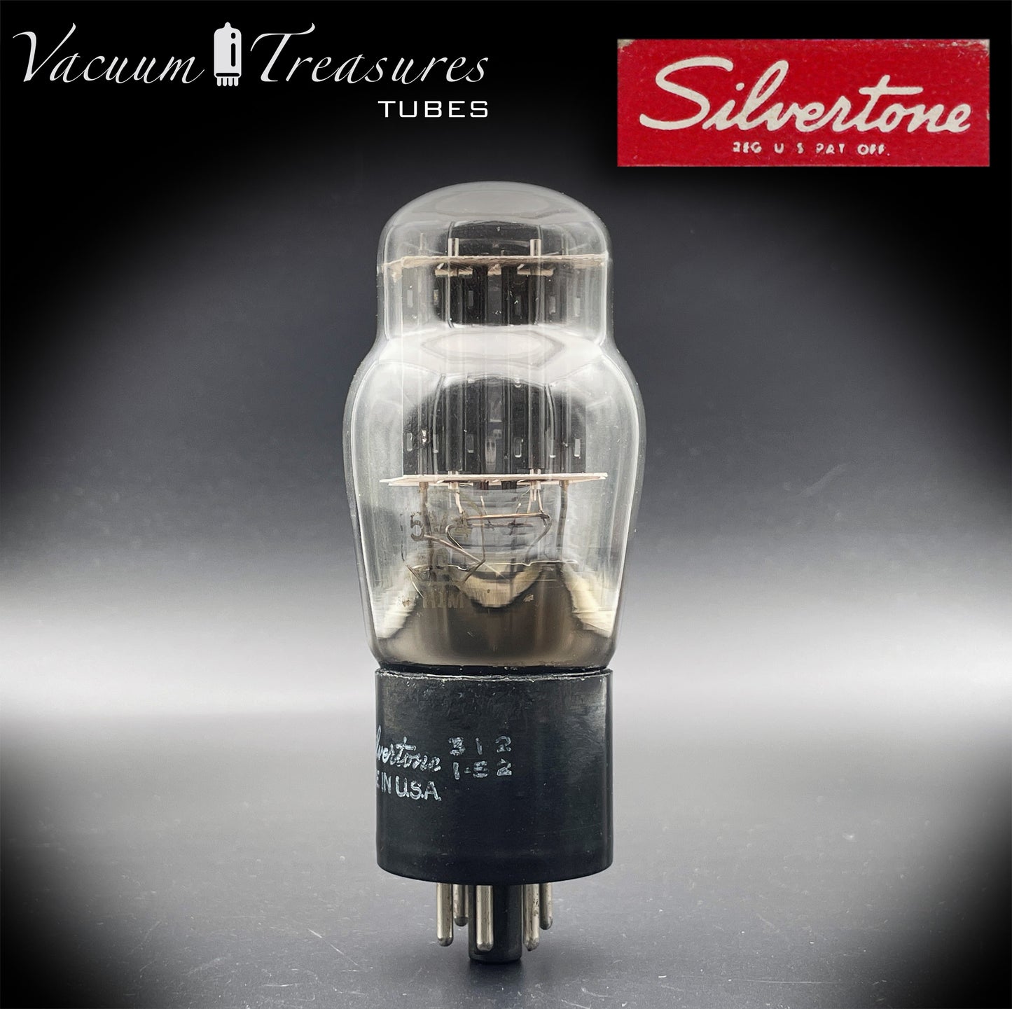 5V4G GZ32 SILVERTONE ST Shape Black Plates Bottom Square Getter Tested Tube Made in USA '51