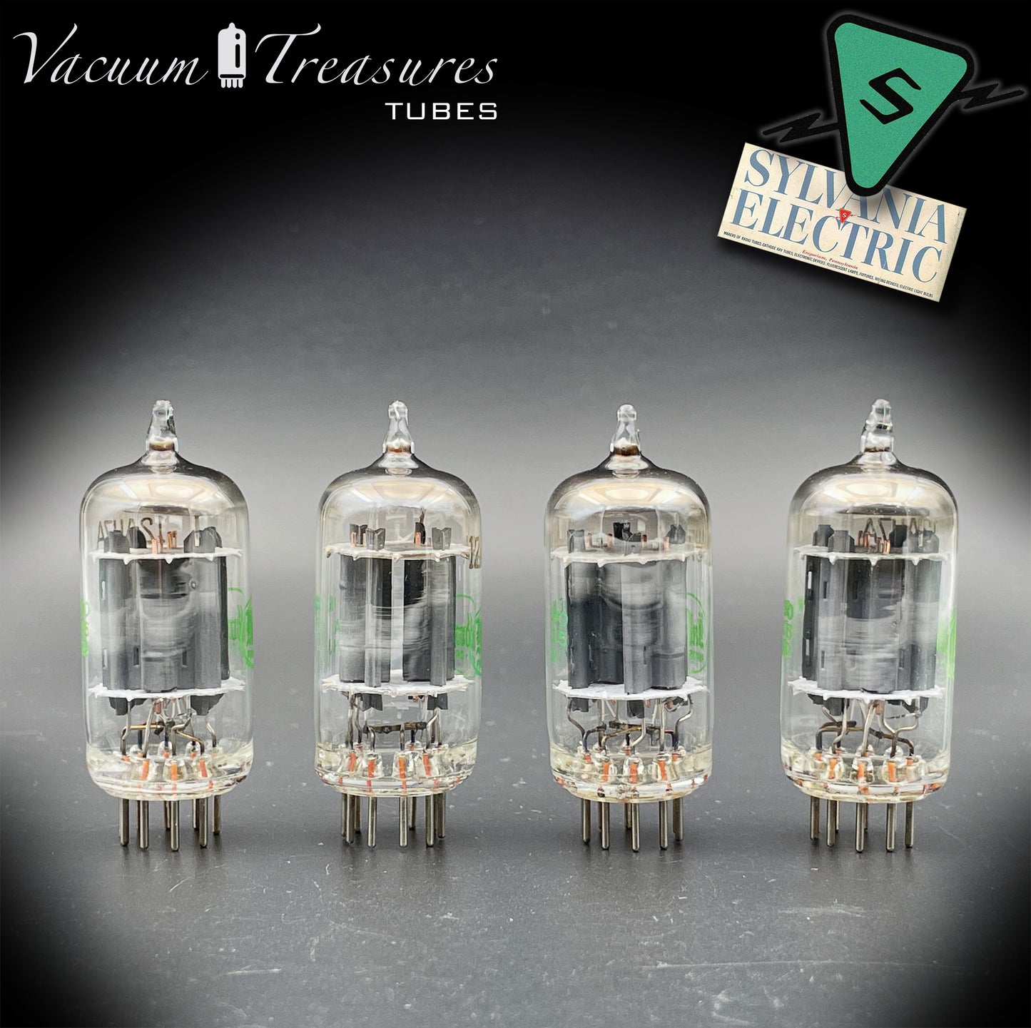 12AU7A ( ECC82 ) NOS SYLVANIA for Baldwin Long Gray Plates O Getter Matched Tubes Made in USA '50s