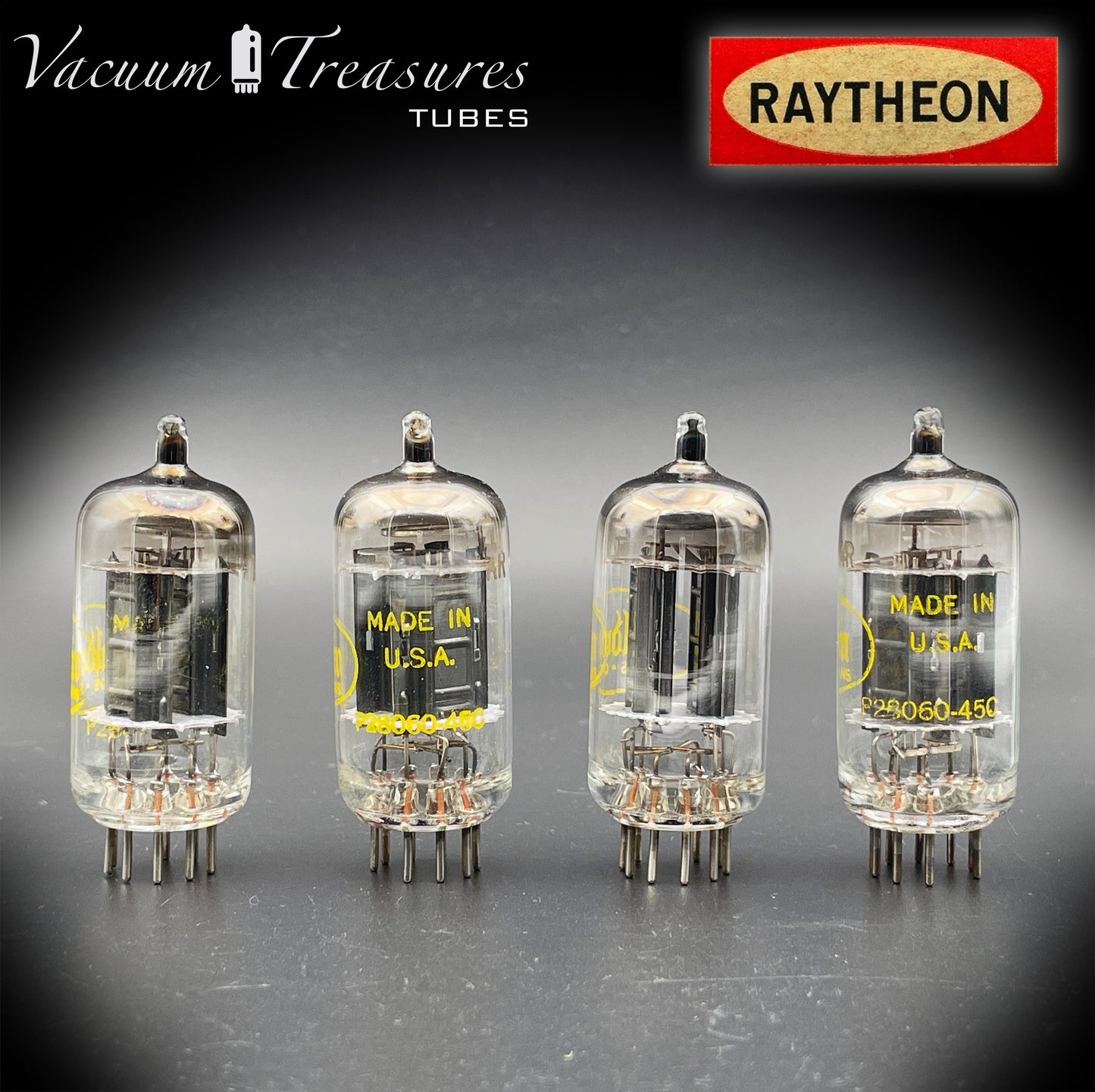 12AX7 A ( ECC83 ) RAYTHEON Long Black Plates for Baldwin Organ Halo Getter Matched Tubes Made in USA '60