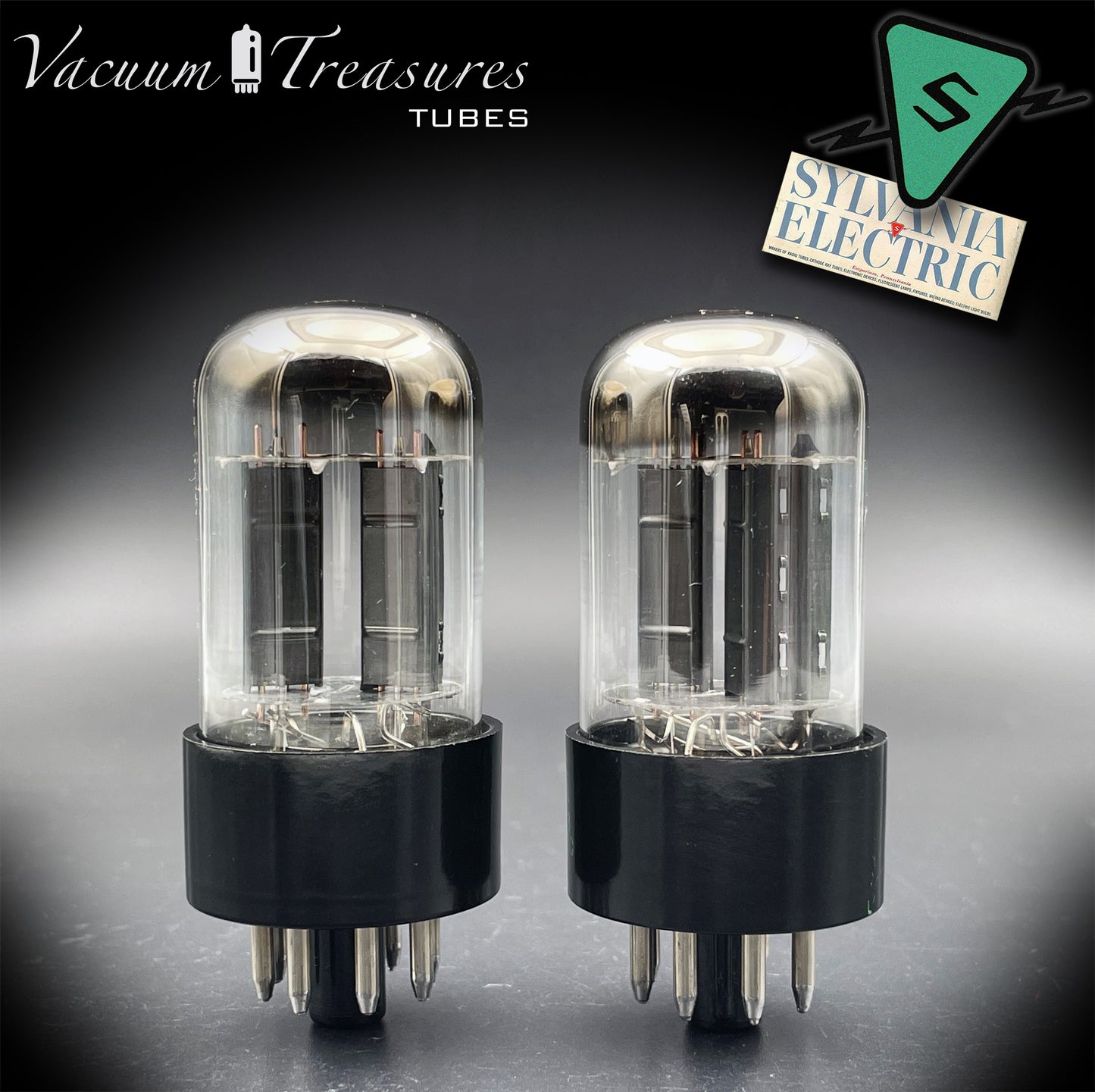 6SN7GTB Baldwin by SYLVANIA Matched Pair Black Plates Tubes Same Codes Made in USA '61