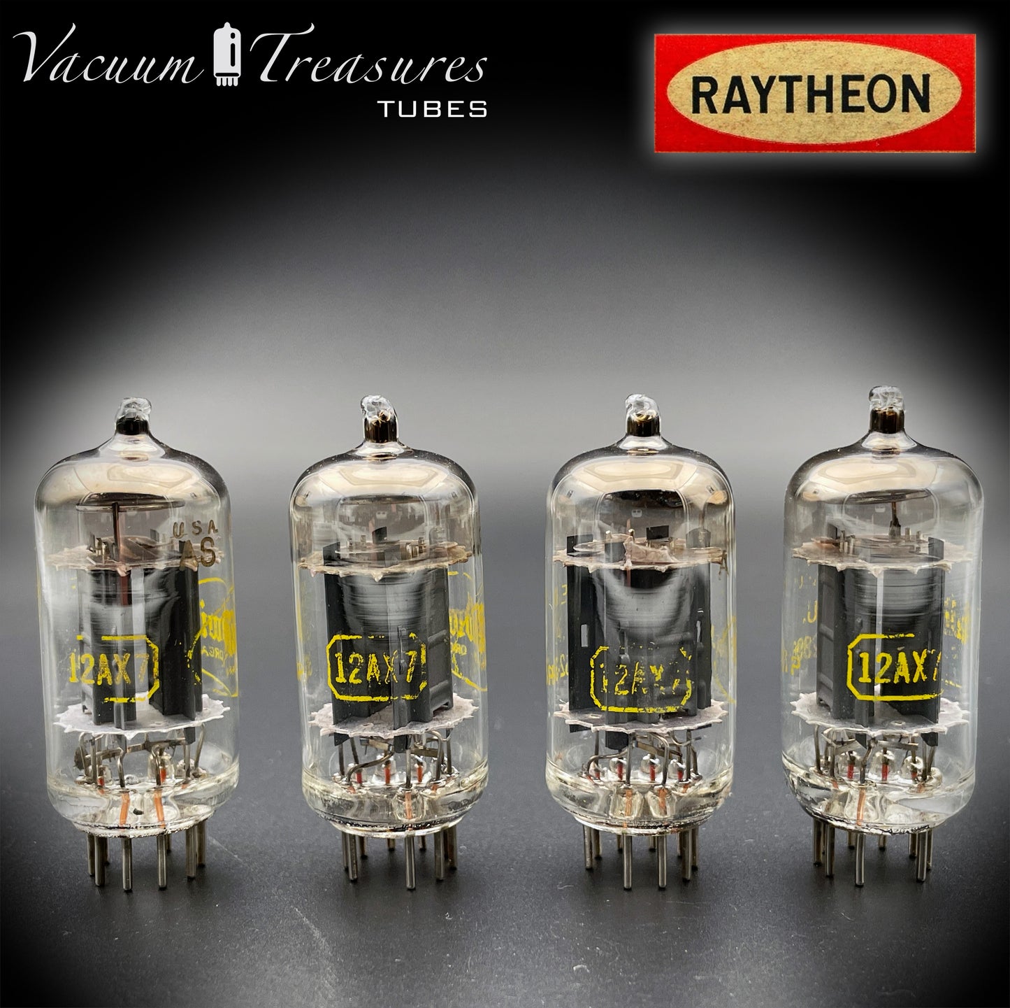 12AX7 ( ECC83 ) RAYTHEON Long Gray Plates Labeled Baldwin Organ O Getter Matched Tubes Made in USA '62
