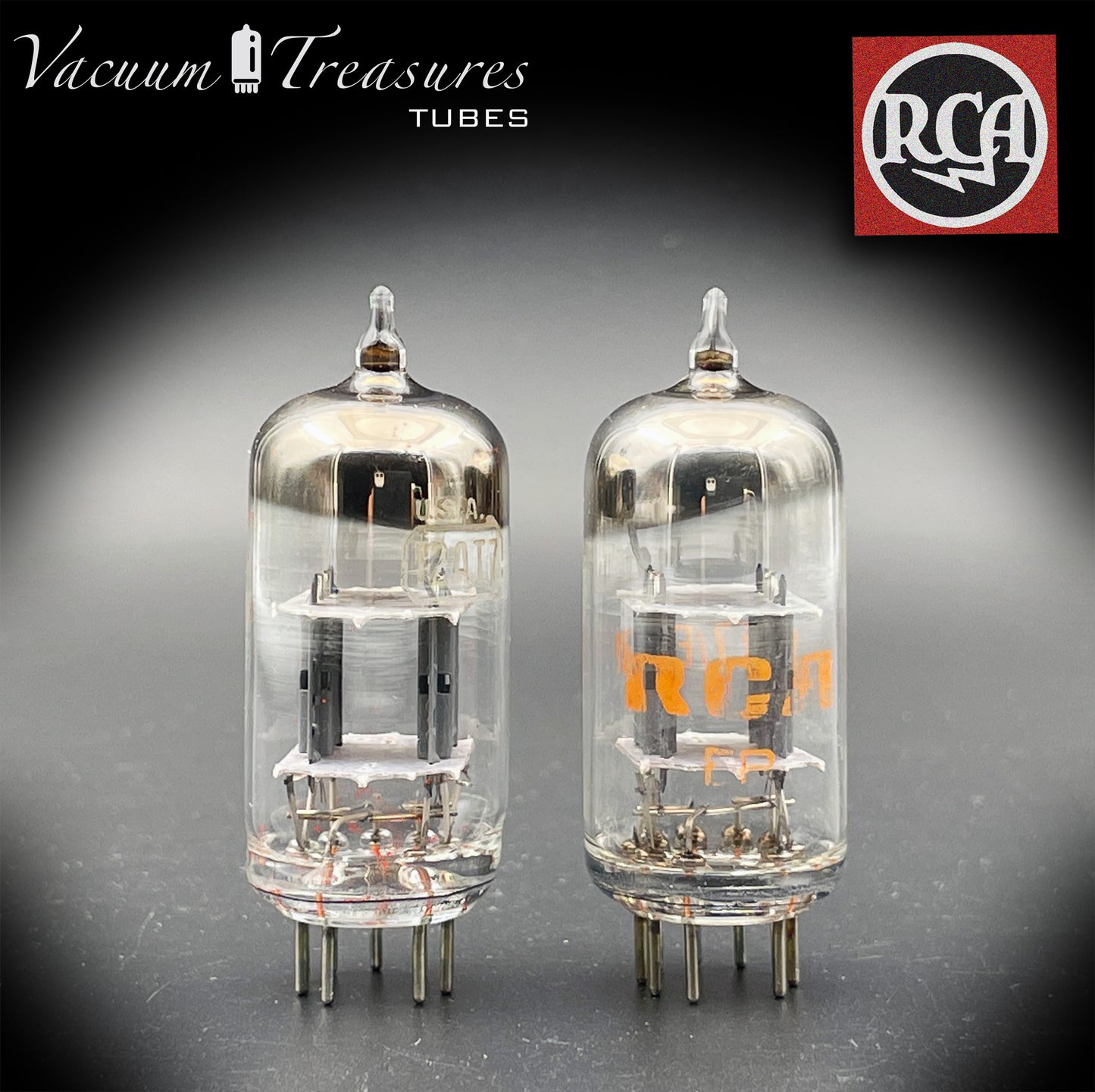 ECC81 ( 12AT7 ) RCA NOS NIB Gray Plates Halo Getter Matched Tubes MADE IN USA