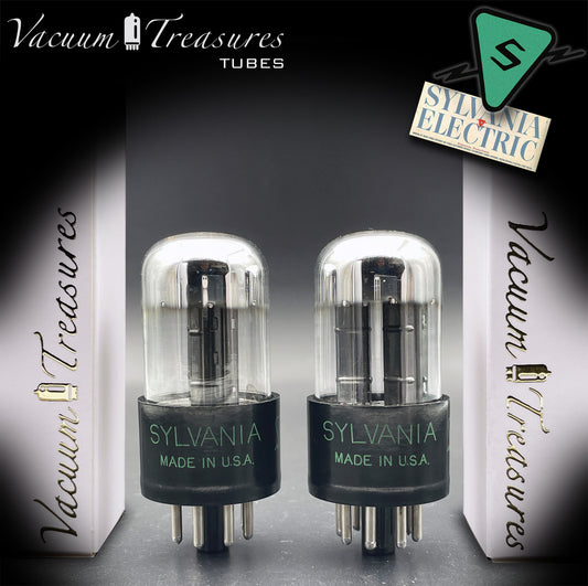 6SN7GTA NOS SYLVANIA CHROME TOP Matched Pair Same Code AMPLITREX Low Noise Tubes